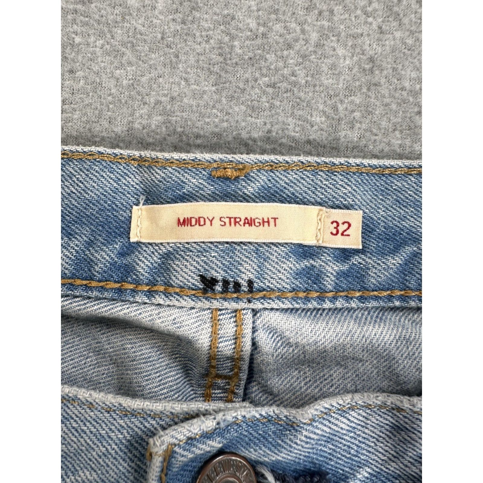 Levi's Levi's Premium Middy Straight Jeans Womens 32 Light Wash Distressed Cotton Denim Jeans Size 24" / US 00 / IT 34 - 5 Thumbnail