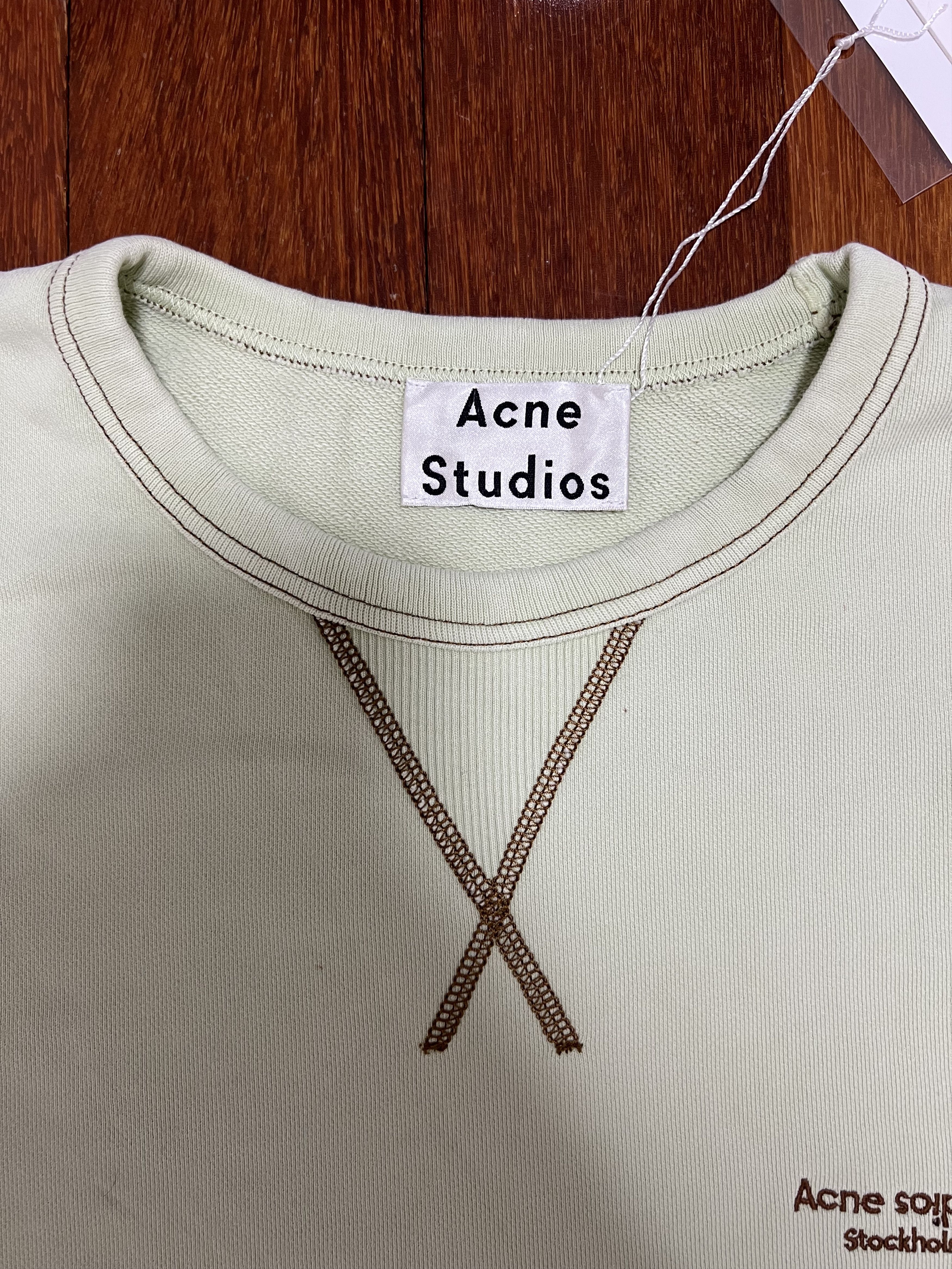 Acne Studios 💚 Acne Studios Embroidered Lime Green Crewneck Large NEW Size US L / EU 52-54 / 3 - 4 Thumbnail