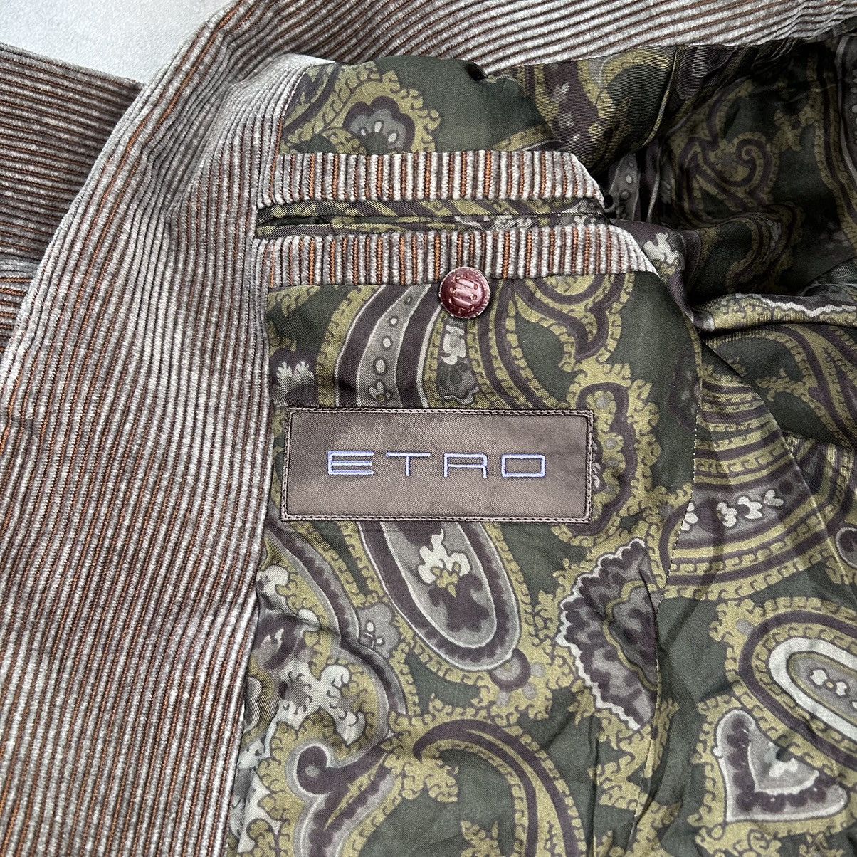 Etro Etro Men's Corduroy Blazer Buttons Brown Pine Size:48 Size 48R - 6 Thumbnail