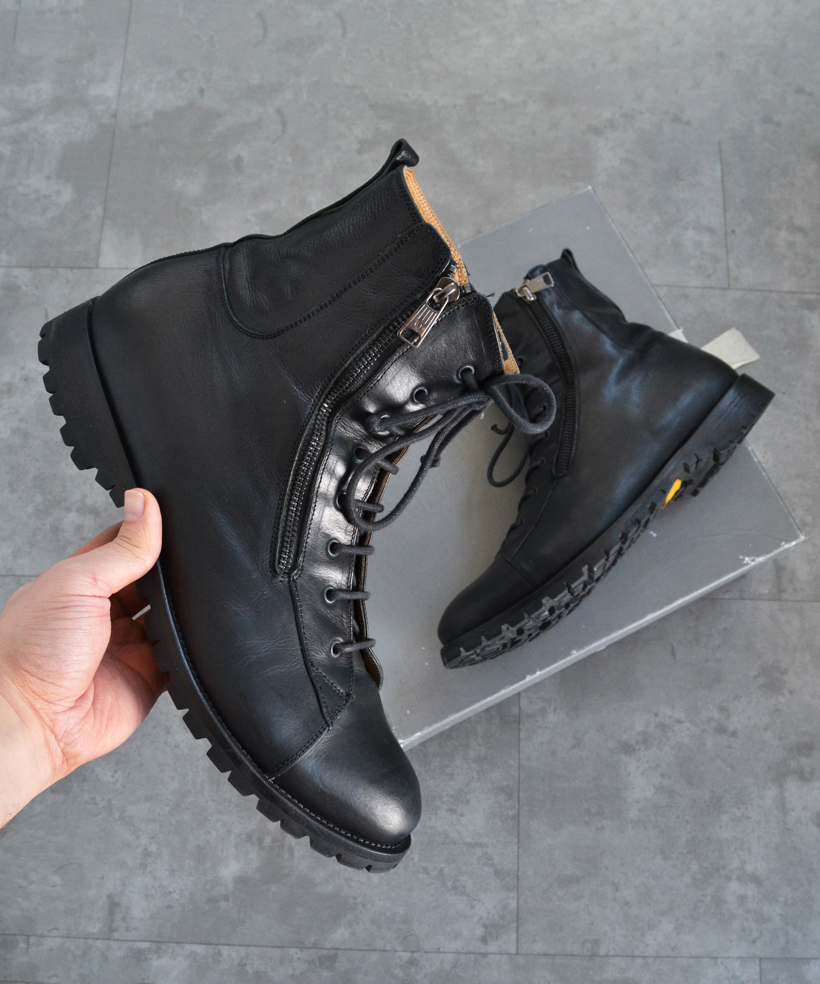 Alexander Mcqueen Boots Ankle Shoes Leather Zip Black 45, Men's (Size 12)