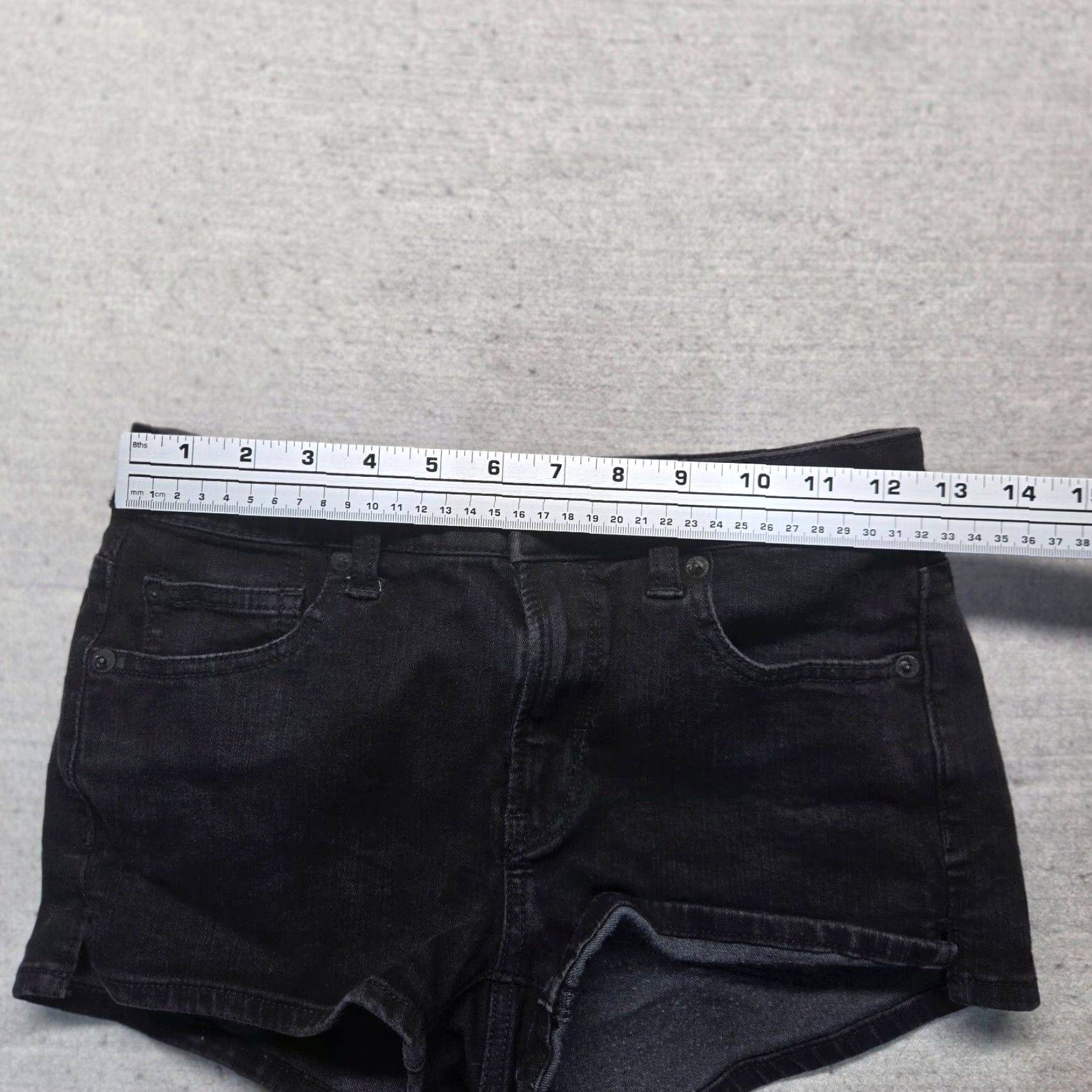 American Eagle Outfitters VINTAGE American Eagle Womens Denim Shorts 0 High Rise Cut-Off Stretch Black 90s Summer Women Size 25" / US 0 / IT 36 - 4 Thumbnail