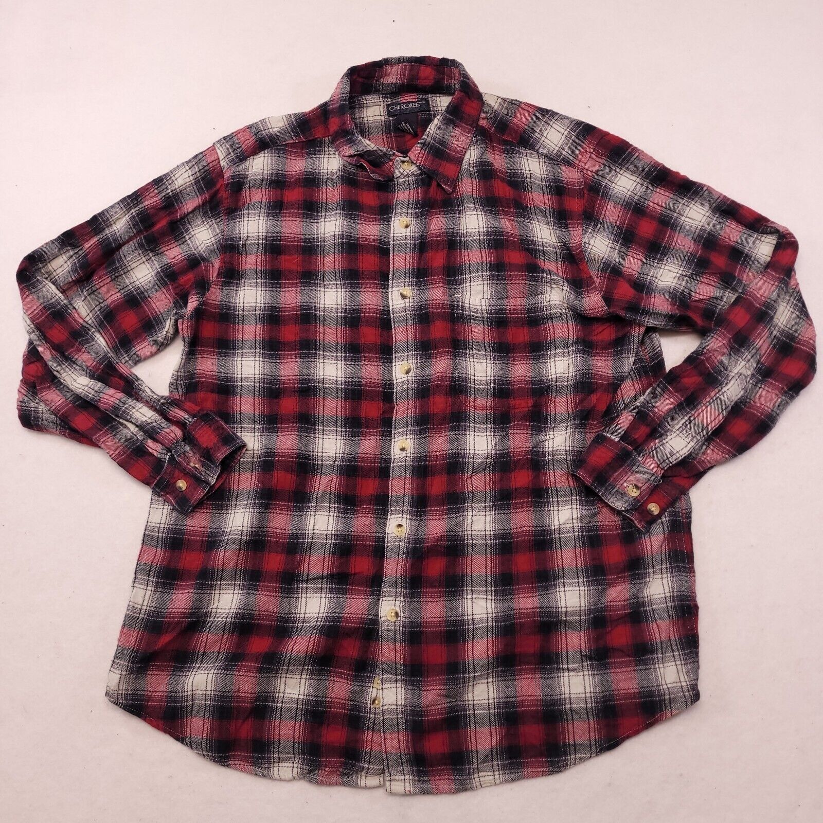 Cherokee Cherokee Tartan Flannel Shirt Mens Size Large L Red Gray Size US L / EU 52-54 / 3 - 2 Thumbnail