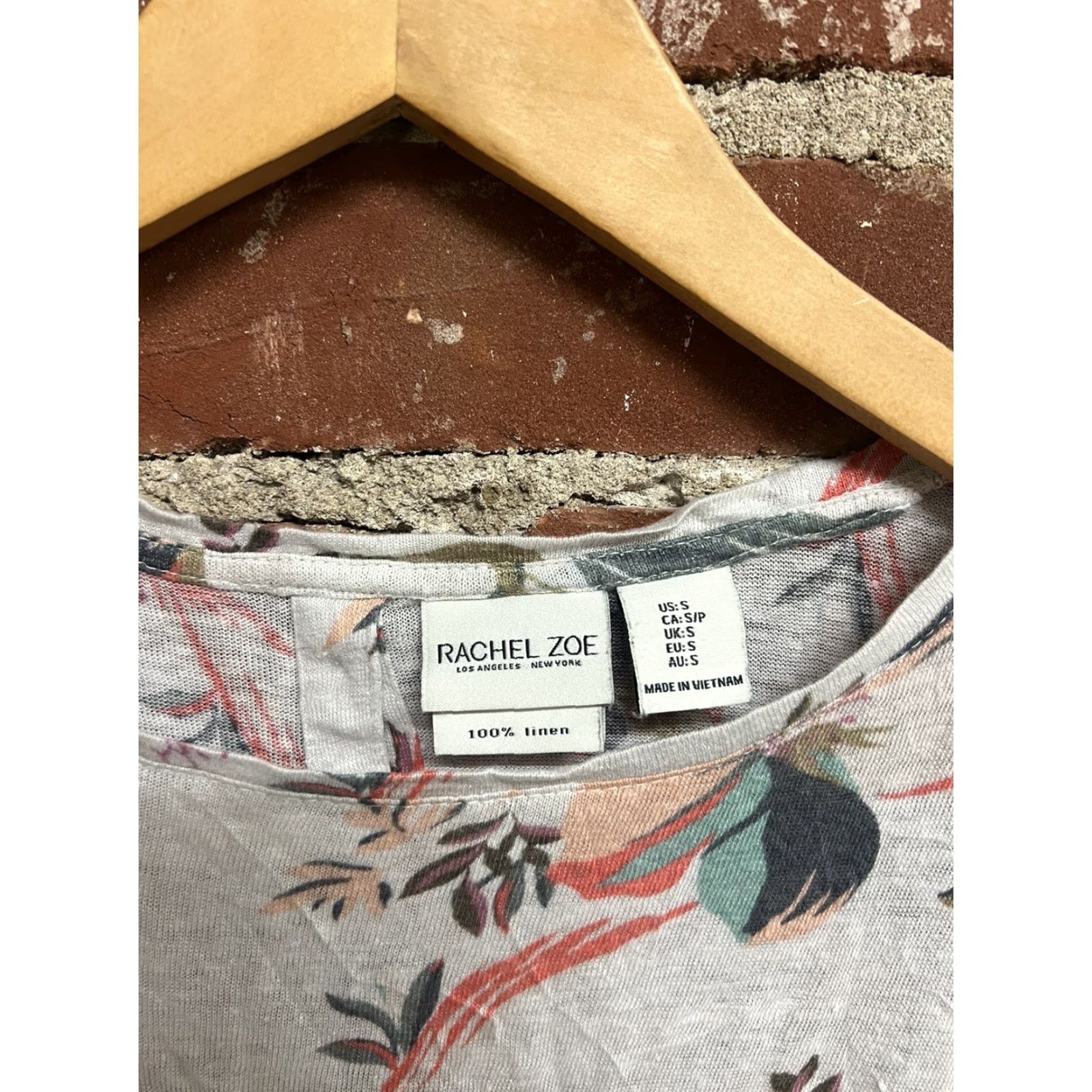 Rachel Zoe Rachel Zoe Linen T-Shirt Womens Floral Short Sleeve Back Buttoned Size S Multicolor Crew Neck Relaxed Fit Casual Shirt Size S / US 4 / IT 40 - 3 Thumbnail