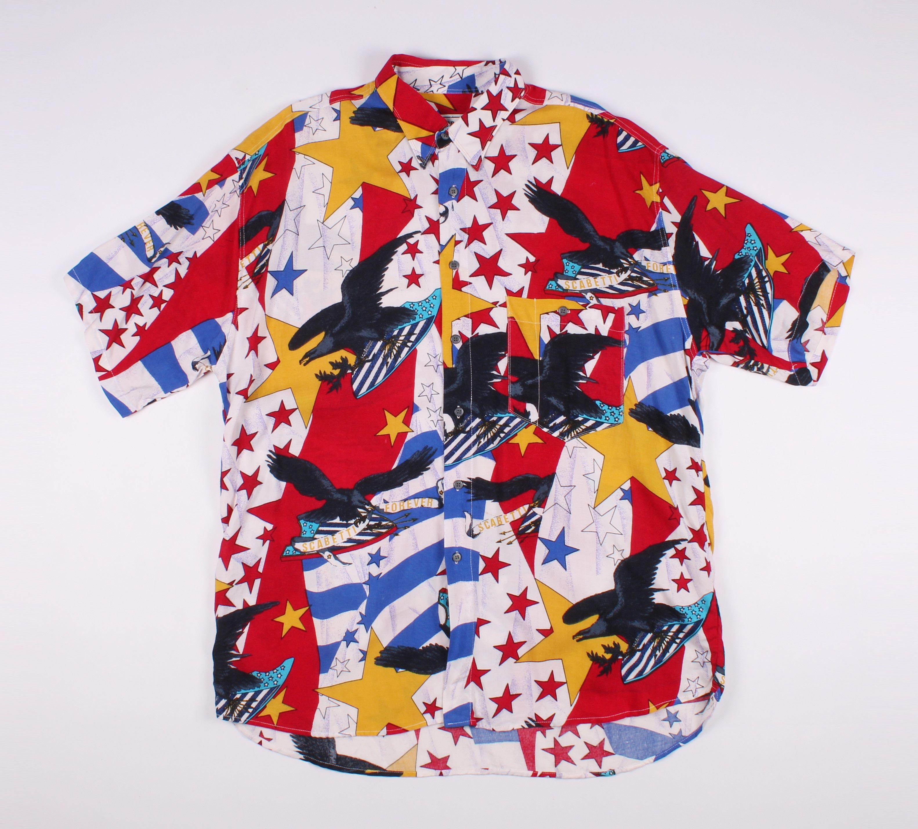 Vintage Vintage 90's Scabetti American Short Sleeve Shirt Size US L / EU 52-54 / 3 - 1 Thumbnail