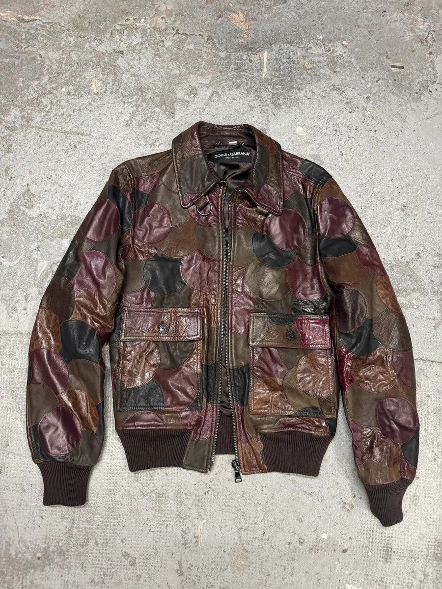 Dolce & Gabbana AW2008 Dolce & Gabbana Patchwork Circle Burgundy Leather Jacket Size US S / EU 44-46 / 1 - 9 Thumbnail