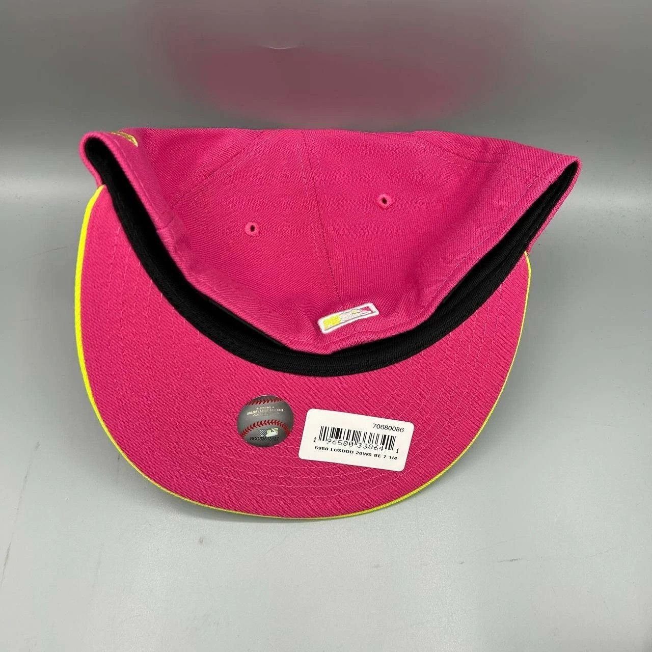 New Era Los Angeles LA Dodgers Hat Men 7 1/4 Pink Yellow Fitted Cap Size ONE SIZE - 7 Thumbnail