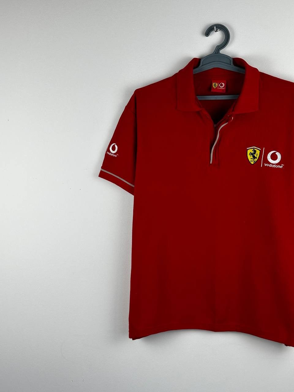 Ferrari × Formula 1 Vintage 90s Racing Ferrari Vodafone Zip Polo T Shirt Size US XL / EU 56 / 4 - 2 Thumbnail