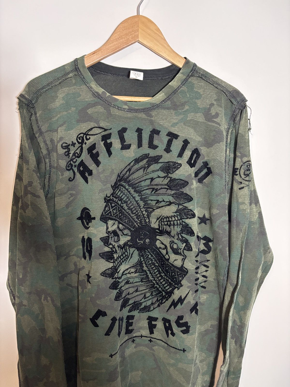 Affliction Affliction Long Sleeve Thermal Reversible Shirt XL Grunge Size US XL / EU 56 / 4 - 2 Thumbnail