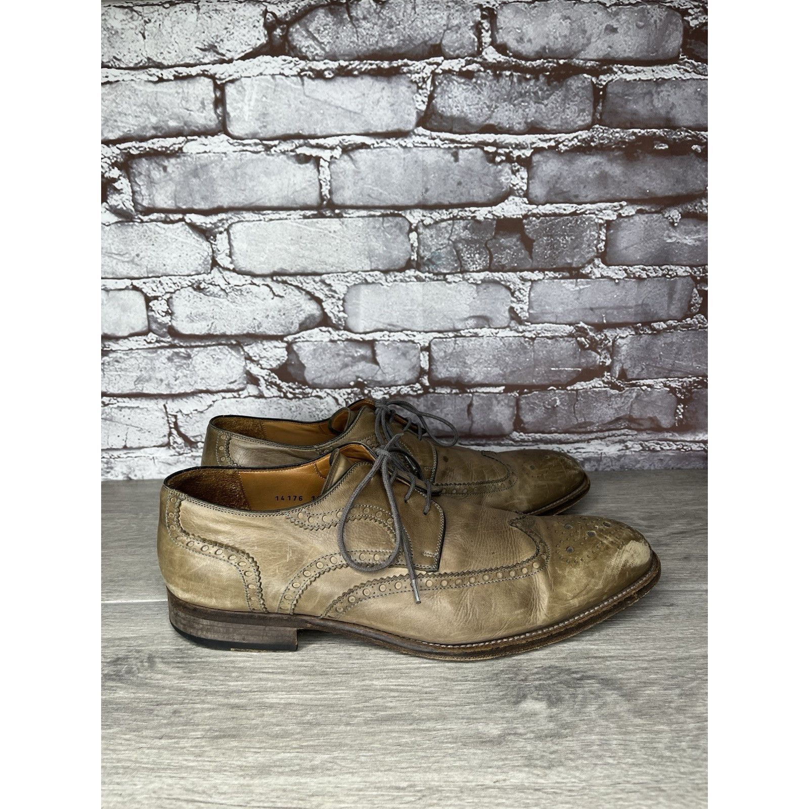 Magnanni MAGNANNI Gray Leather Brogue Wingtip Derby Lace Dress Shoes Size US 11 / EU 44 - 12 Thumbnail