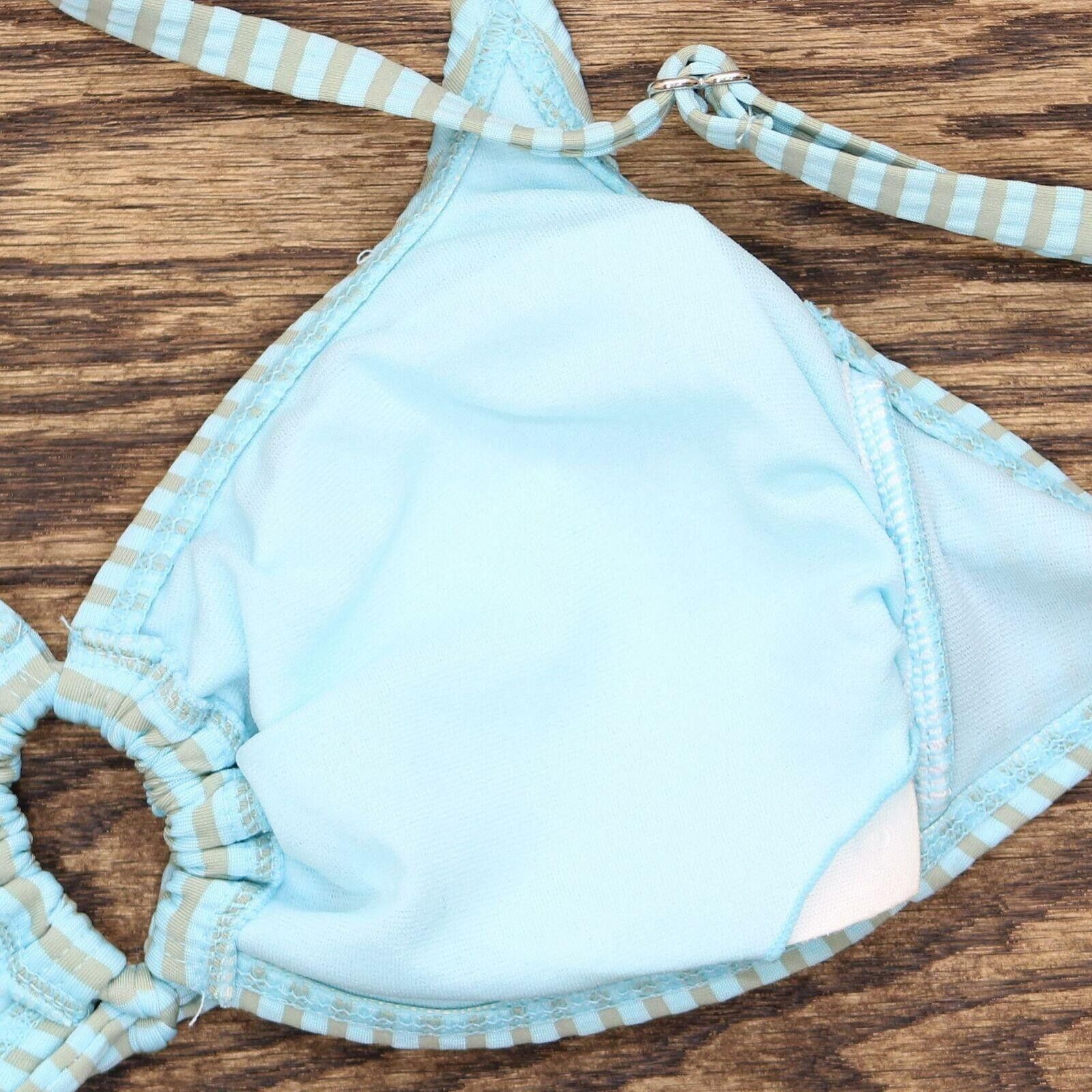 Other Nwt Xhilaration Loop Bralette Bikini Top M Aqua Blue / Gray Size ONE SIZE - 3 Thumbnail