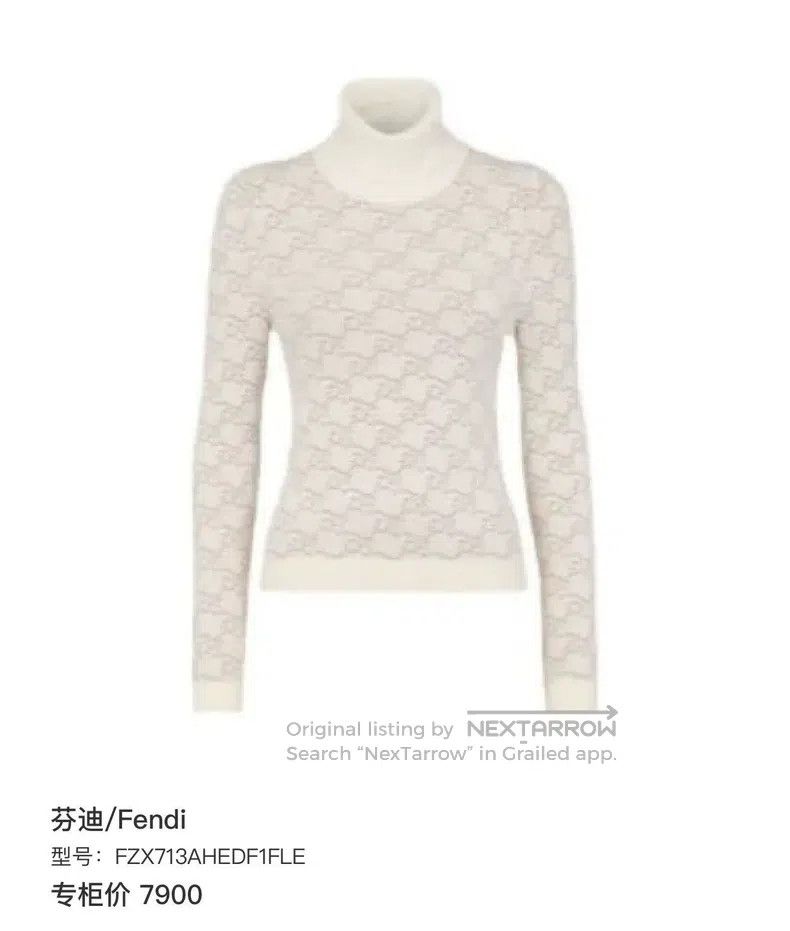Fendi Fendi Double F Printed High Neck Slim Fit Stretch Knit Swe Size XXS / US 00 / IT 34 - 6 Thumbnail