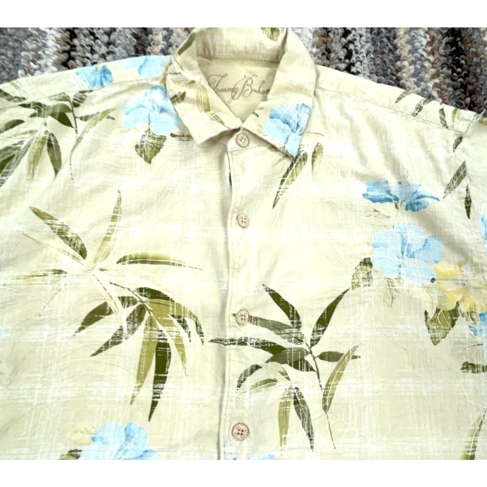 Tommy Bahama Tommy Bahama Shirt Men XL Yellow Button Up Silk Floral Print Hawaiian Tiki Camp Mens Size US XL / EU 56 / 4 - 2 Thumbnail