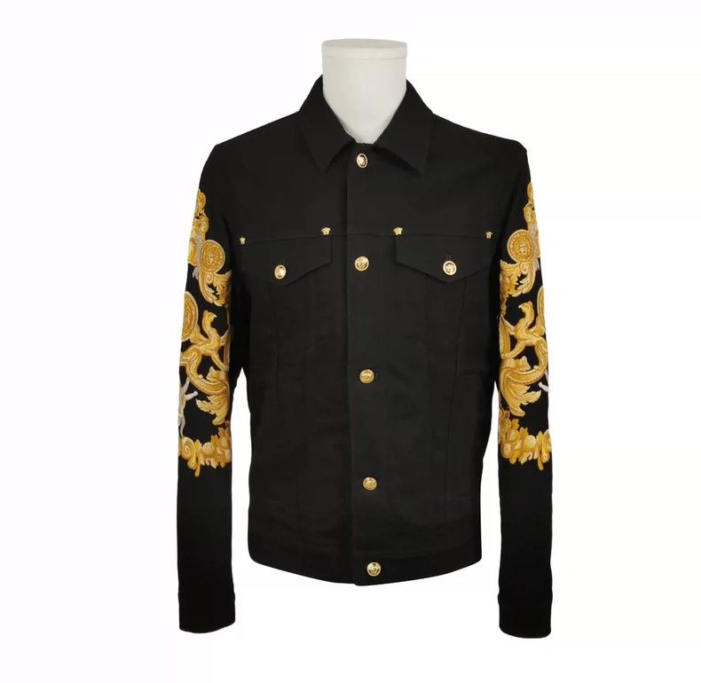Versace Versace Heavy work embroidered denim jacket jacket Size US XL / EU 56 / 4 - 1 Thumbnail