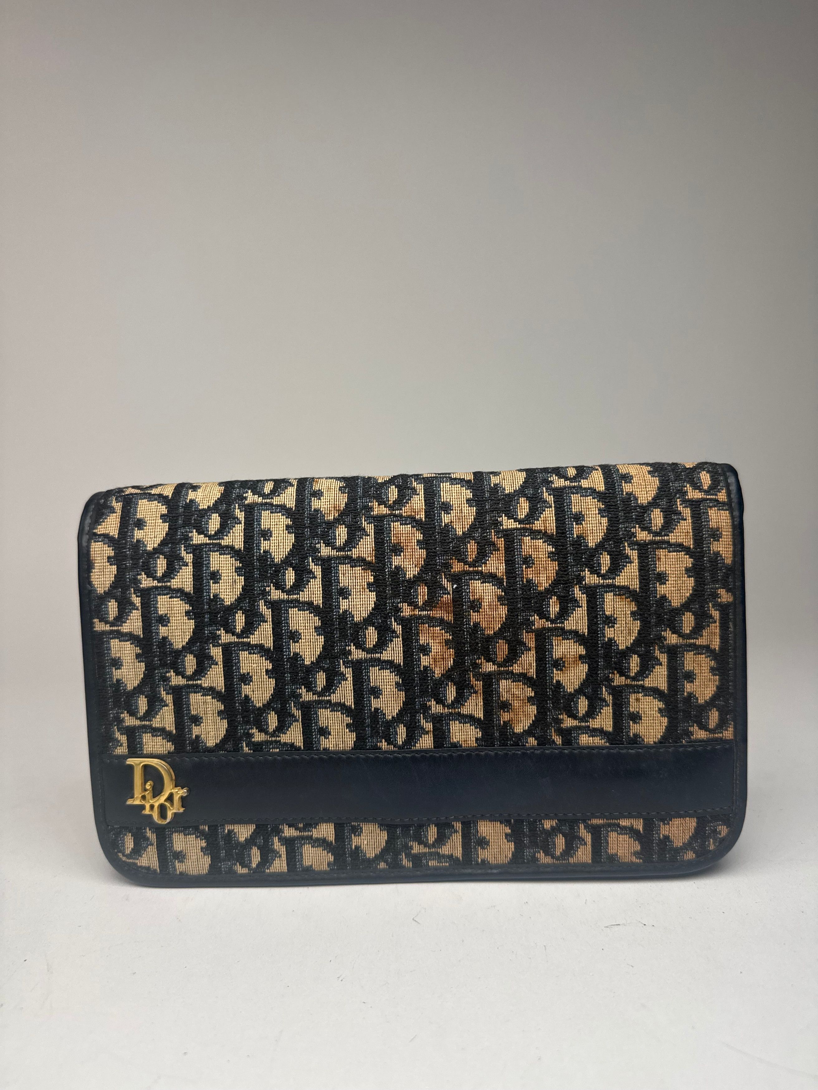 Dior Vintage Oblique monogram Clutch beige Navy Size ONE SIZE - 1 Thumbnail