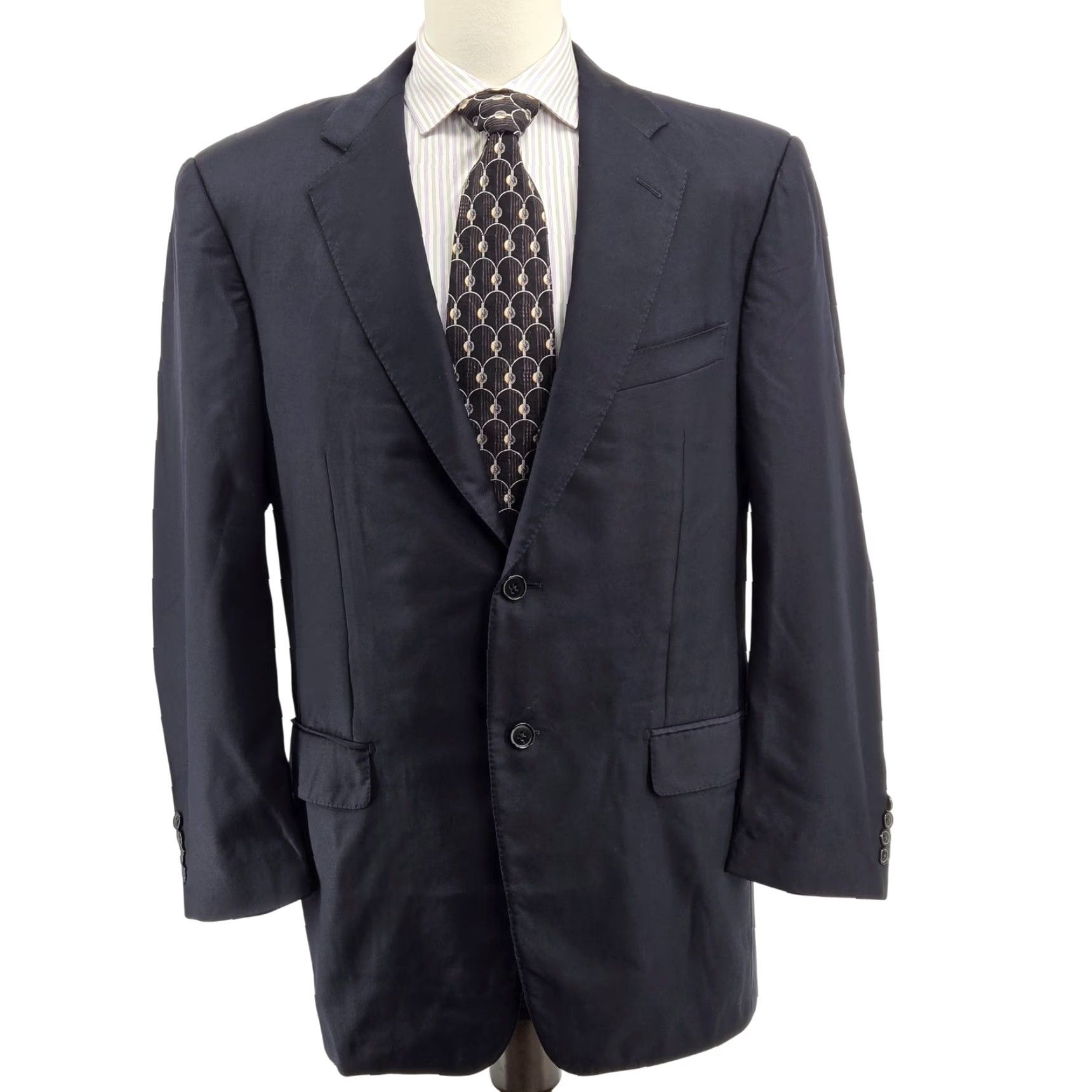 Ermenegildo Zegna Ermenegildo Zegna Navy Blue Wool Blazer 54R Two-Button Notch Lapel Mens Sport Coat 2 Piece Blazer Cupro Lined Wool/Cupro/Viscose Size 54R - 2 Thumbnail