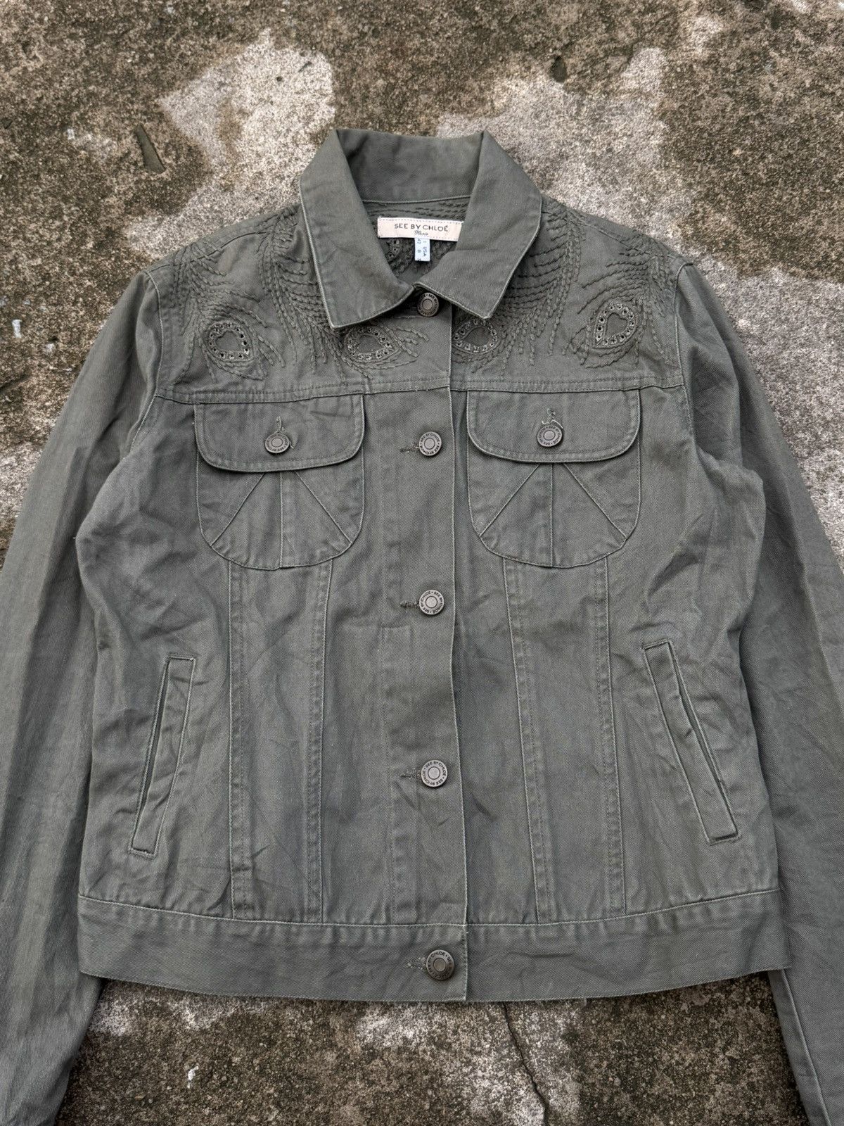 Chloe Chole Army Denim Jacket Size M / US 6-8 / IT 42-44 - 3 Thumbnail