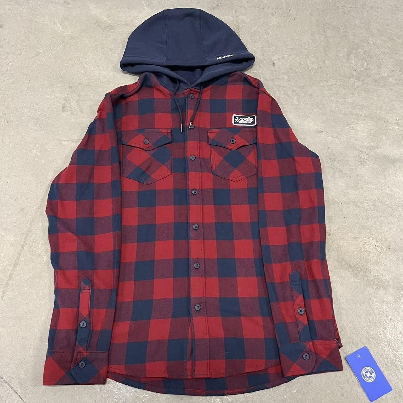 Hurley Crazy Vintage Y2K/2000s Hurley Hooded Striped Button Up Long Sleeve Brand New Shirt! Size US M / EU 48-50 / 2 - 1 Thumbnail