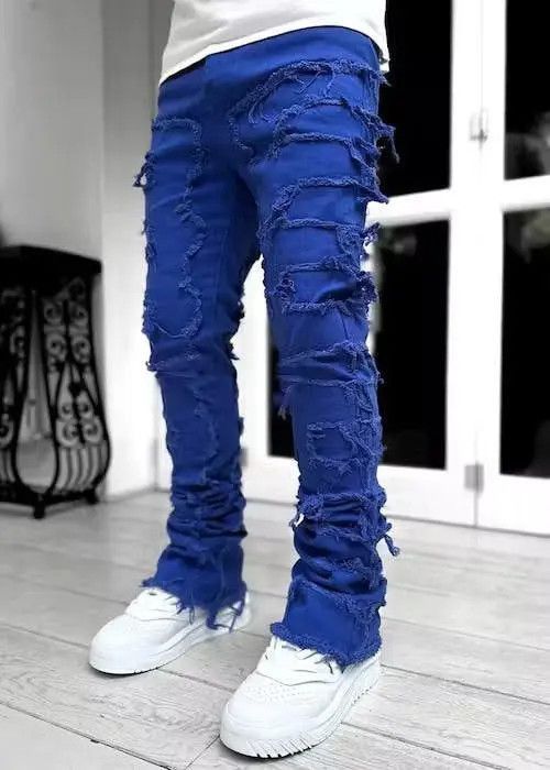 Japanese Brand Blue Color Heavyweight Streetwise Stretch Patch Denim Pant Size US 30 / EU 46 - 4 Thumbnail