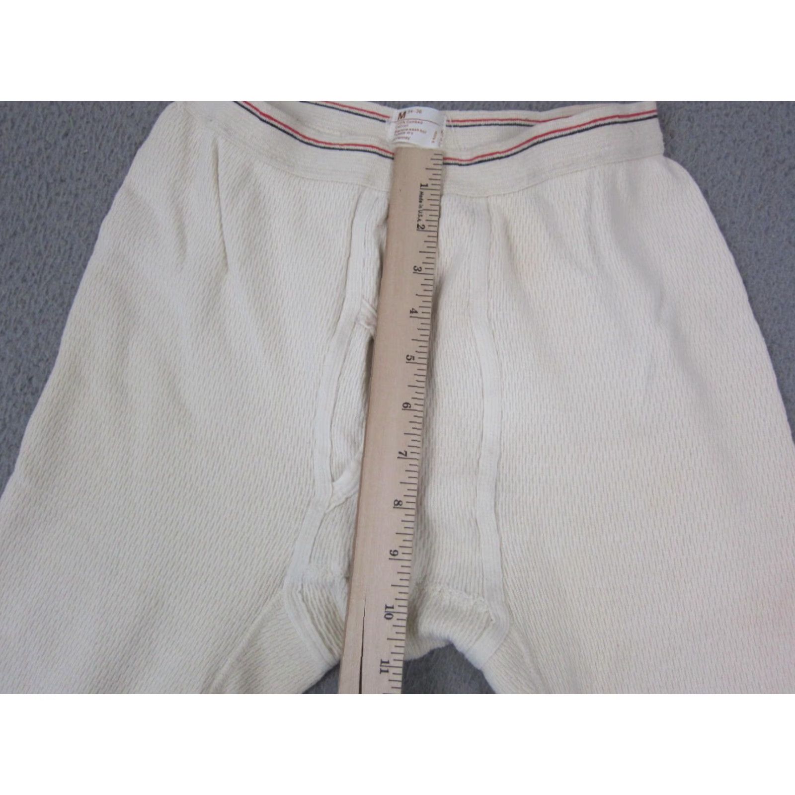 JCPenney VINTAGE JCPenney Thermal Pants Mens M Beige Knit 90s 70s Y2K Long Johns Pull On Compression Size US 31 - 6 Thumbnail