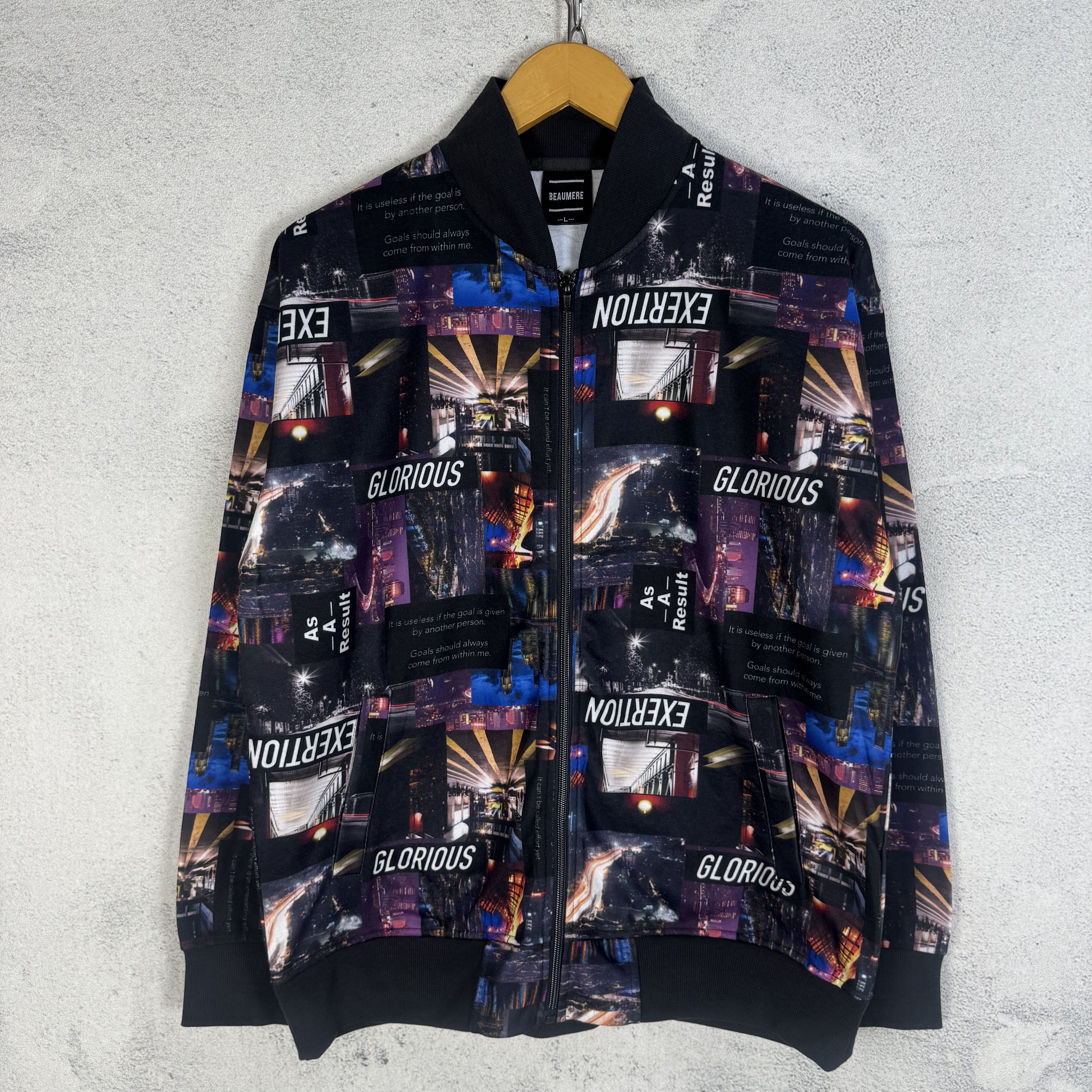 Japanese Brand Beaumere Over Print Zip Up Jacket Size US M / EU 48-50 / 2 - 1 Thumbnail