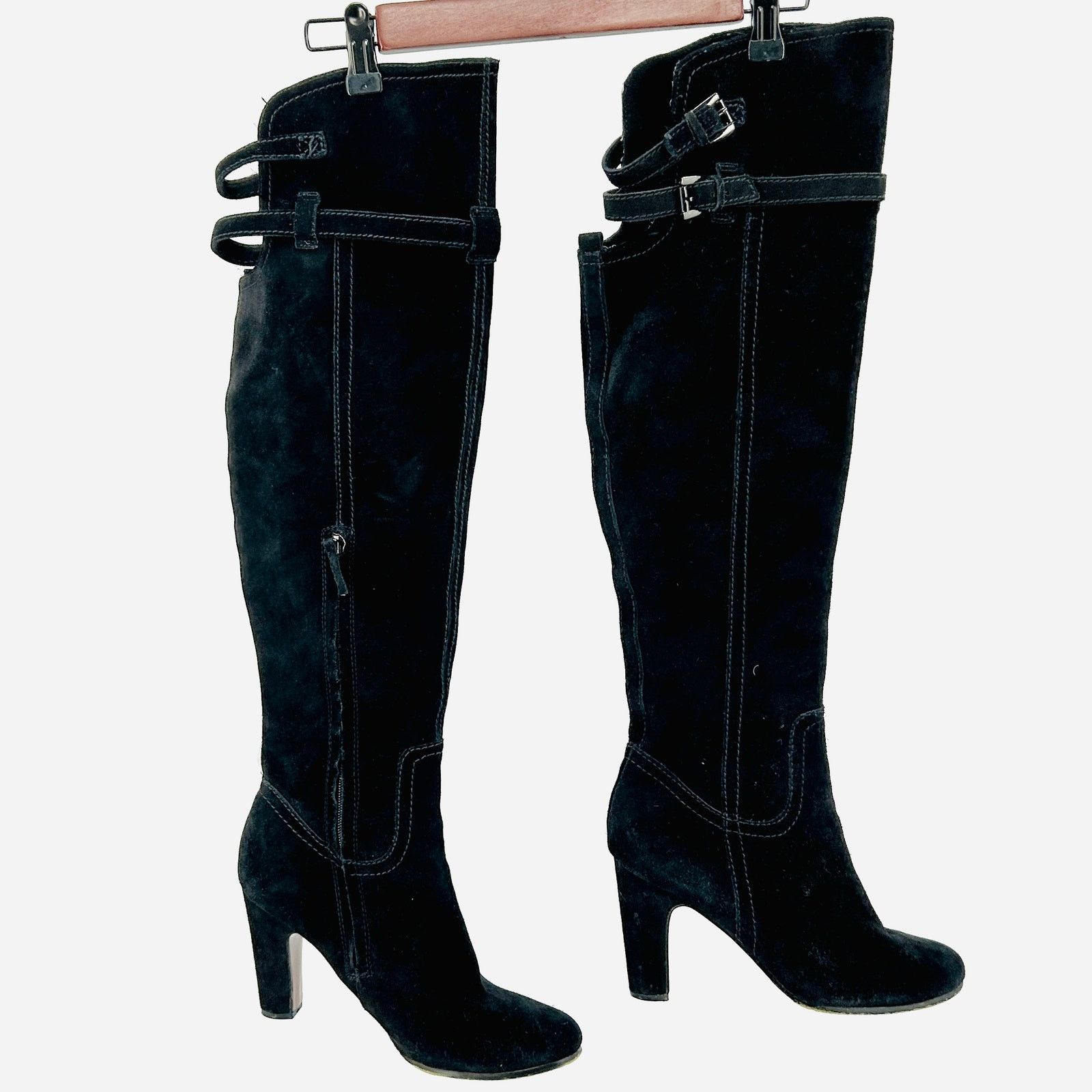 Sam Edelman Black Suede Buckle Detail Sexy Over-The-Knee Boots Size US 9.5 / IT 39.5 - 5 Thumbnail