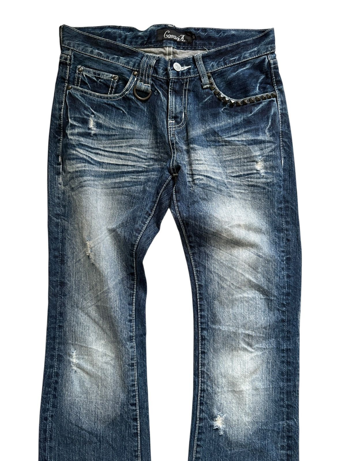 Japanese Brand Vintage Cavaria mudwash studded flared distressed jeans Size US 30 / EU 46 - 4 Thumbnail
