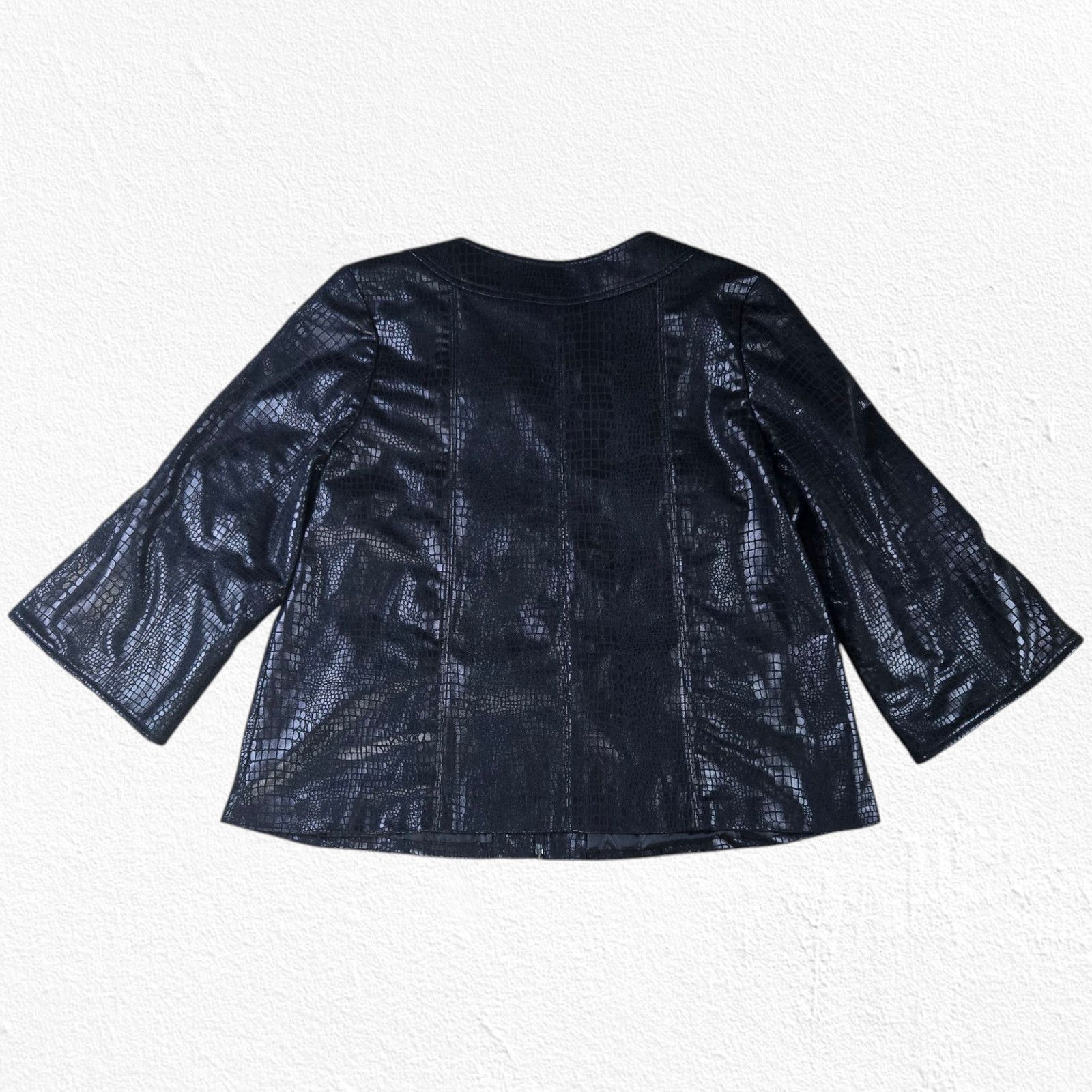 Other Y2K Black Faux Leather Croc Embossed Jacket Size Large Size L / US 10 / IT 46 - 10 Thumbnail
