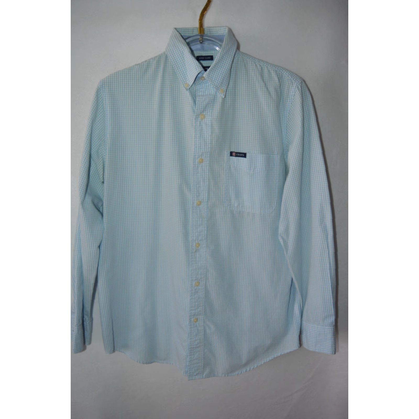 Chaps Chaps Shirt Button-Down Men M White/Blue Check Cotton Blend Size US M / EU 48-50 / 2 - 2 Thumbnail