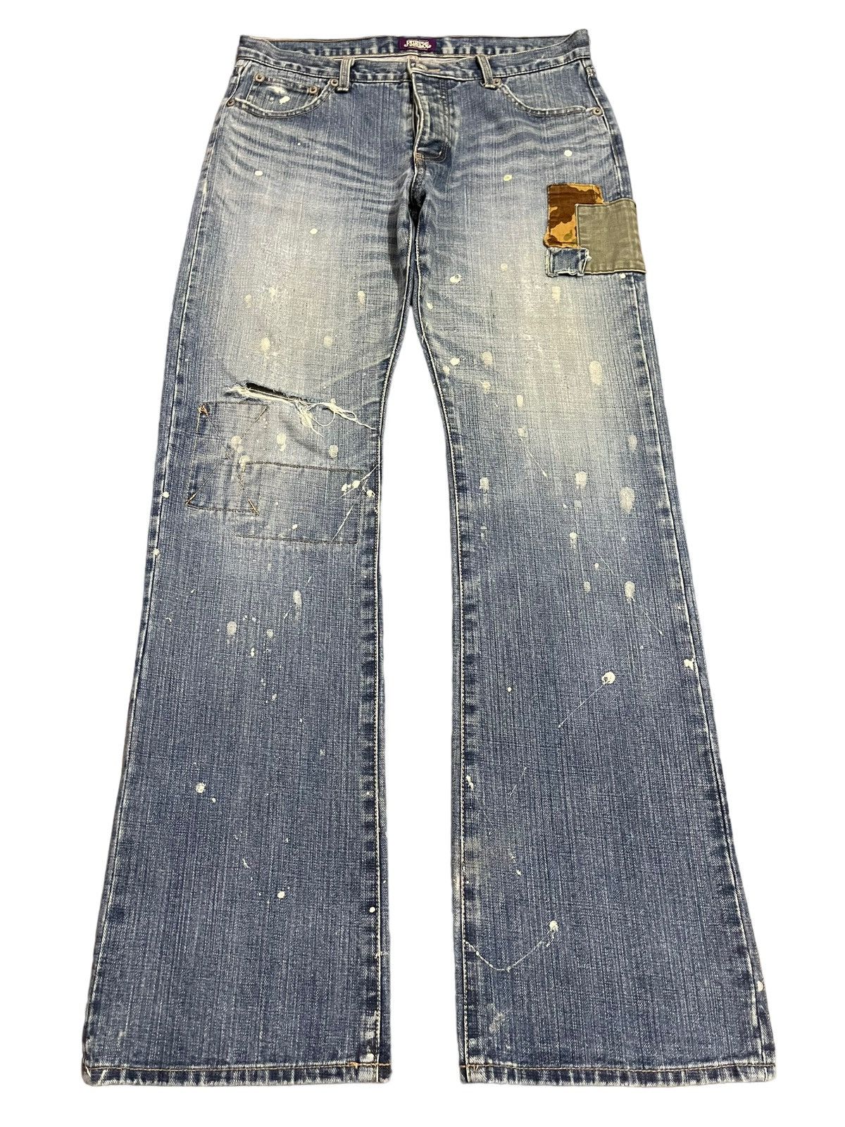 Purple Brand Vintage Japanese Brand Faded Wash Painted Wide Leg Jeans Size US 32 / EU 48 - 1 Thumbnail