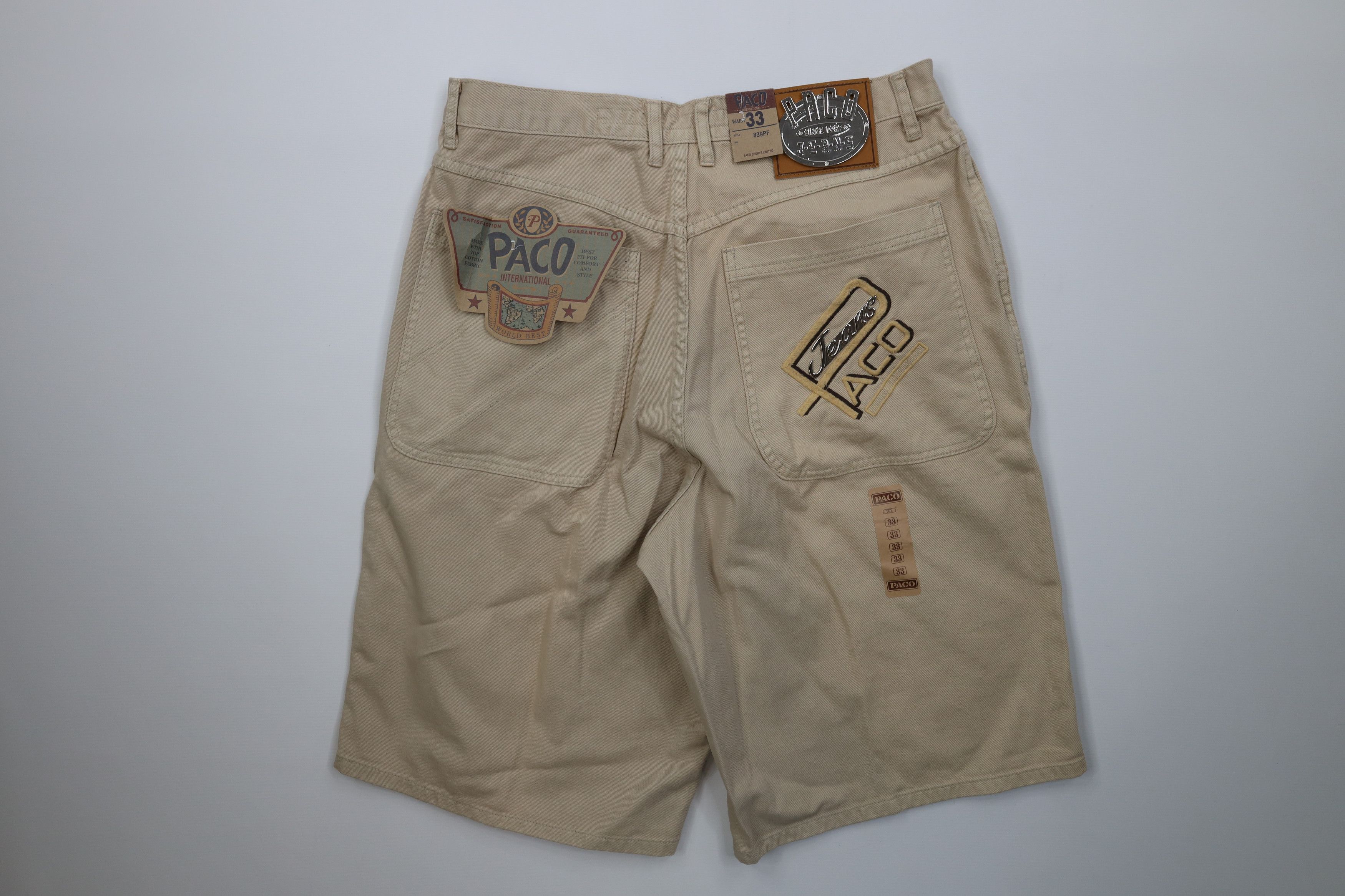 Vintage Deadstock Vintage 90s Paco Denim Jean Shorts Beige Cotton Size US 33 - 11 Thumbnail