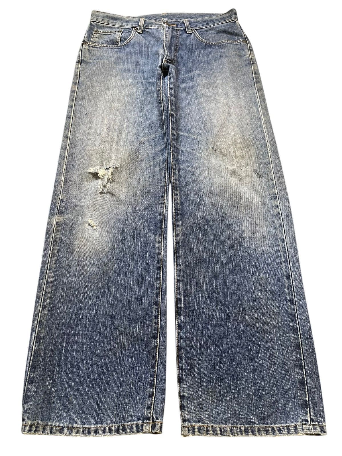 Edwin Vintage Edwin 503z Blue Faded Wash Distress Baggy Jeans Size US 31 - 1 Thumbnail