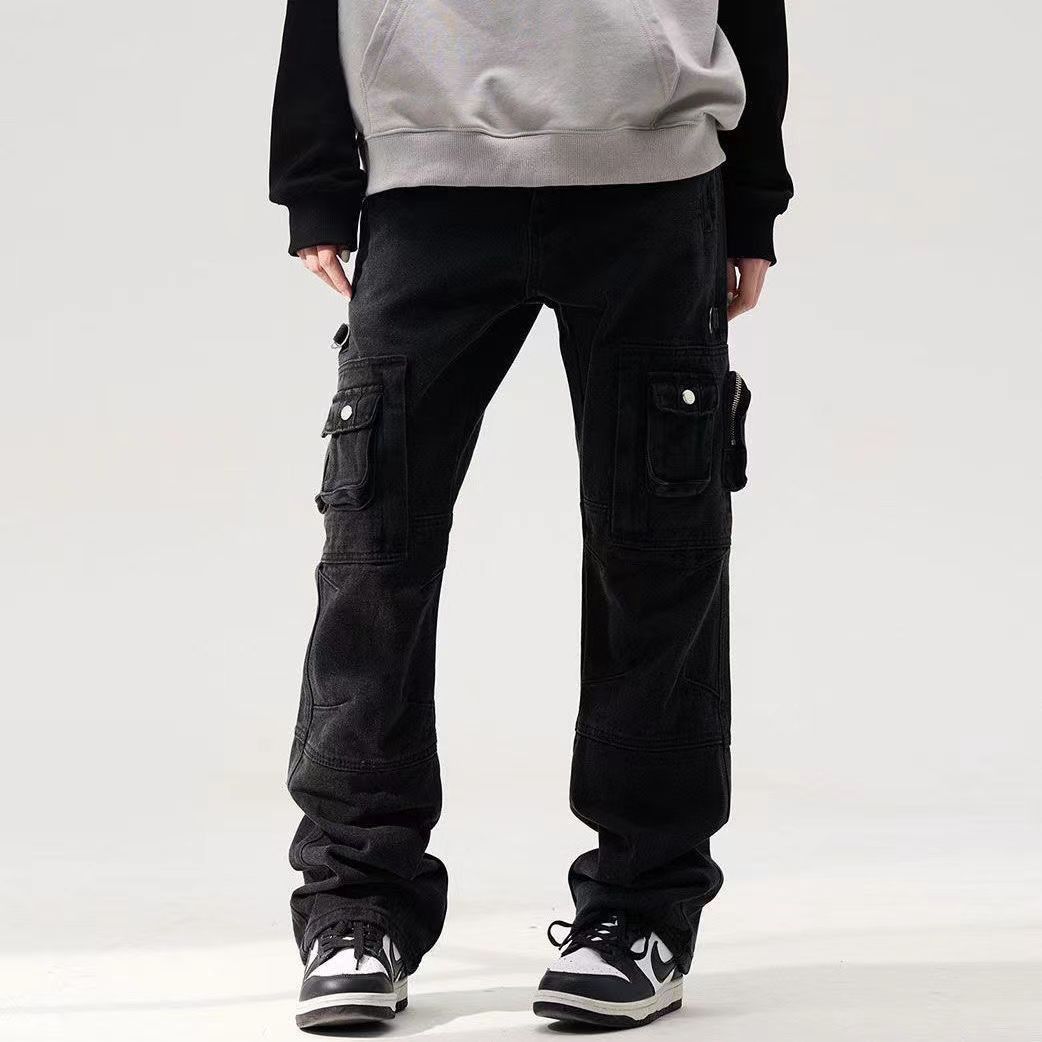 Japanese Brand × Jean Black multi-pocket micro-flare wide-leg jeans Size US 30 / EU 46 - 2 Thumbnail