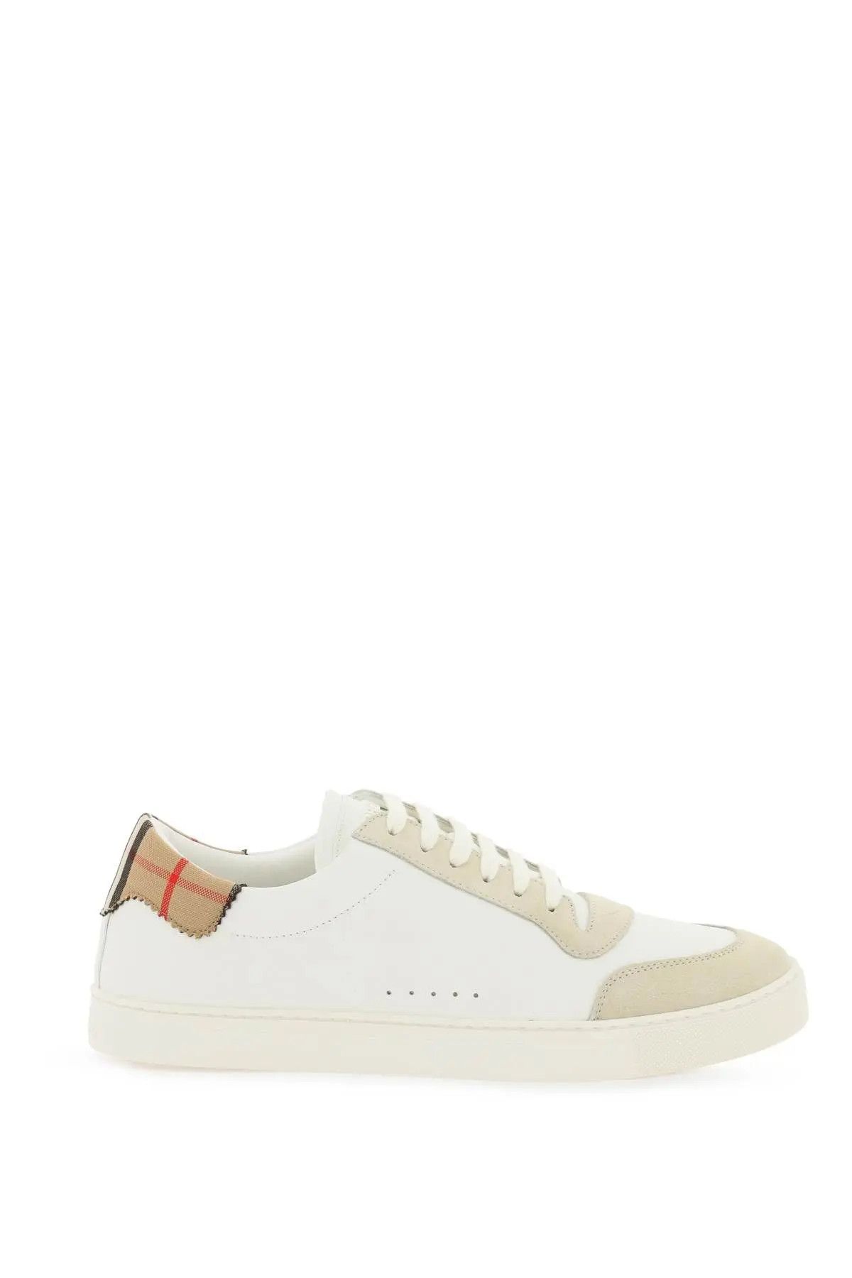 image of Burberry O1S22I1N0224 Low-Top Leather Sneakers In White Beige, Men's (Size 7)