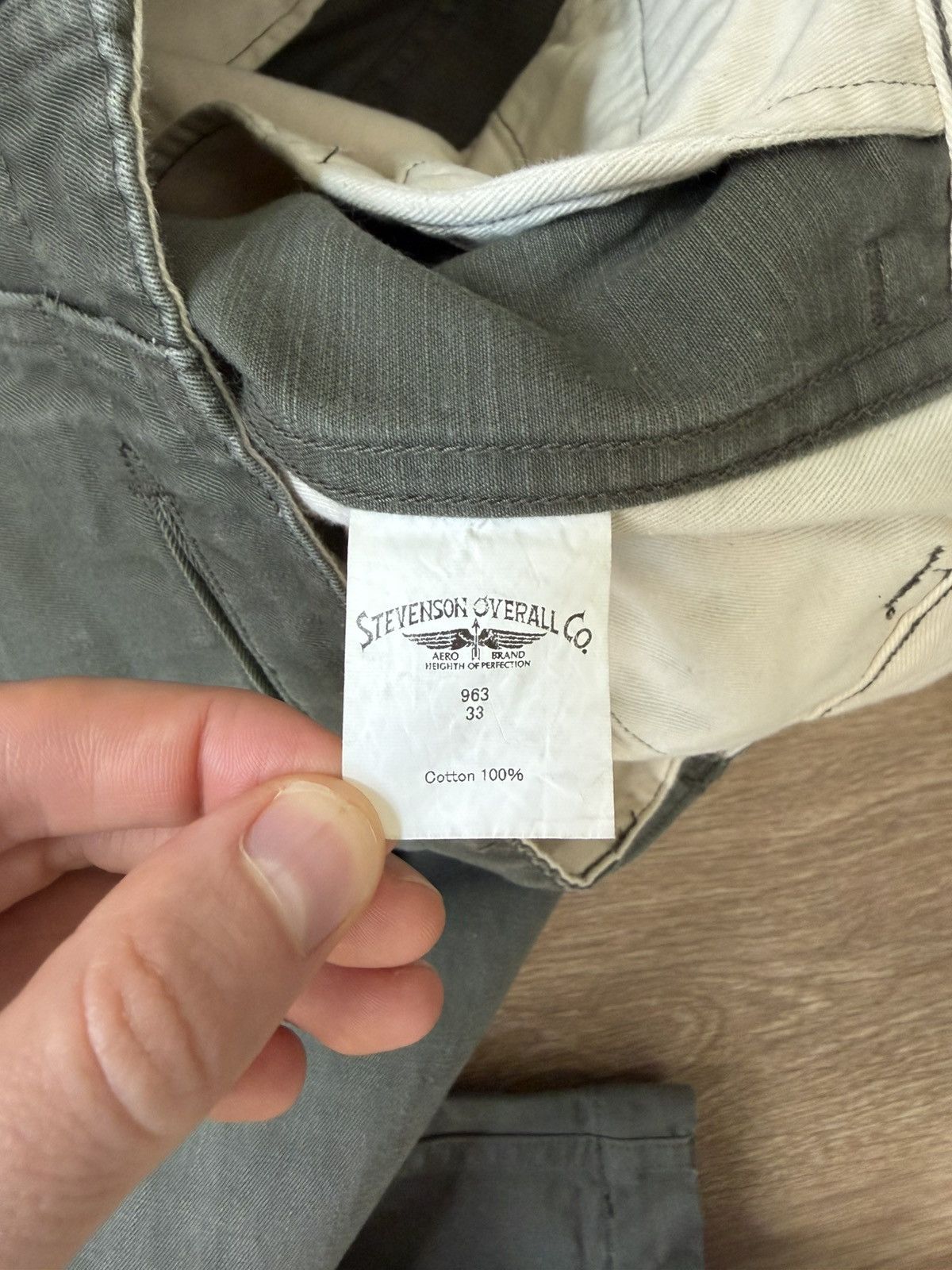 Stevenson Overall Co. Hilts 963 Slim Chino Olive Made in Japan Self Edge (fits 32) Size US 33 - 6 Thumbnail