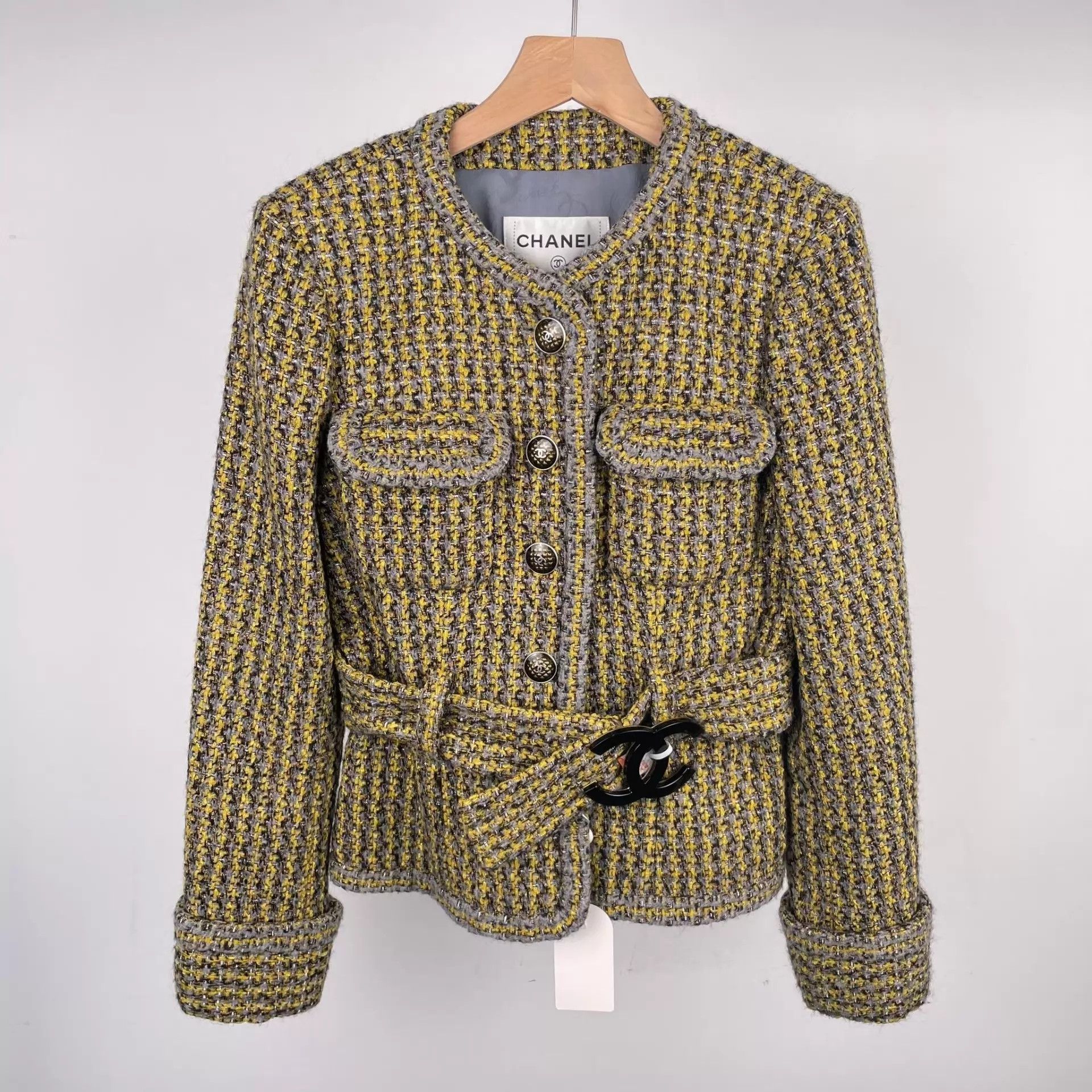 Chanel Chanel Tweed Jacket Women's Yellow Colorblock Size XS / US 0-2 / IT 36-38 - 1 Thumbnail