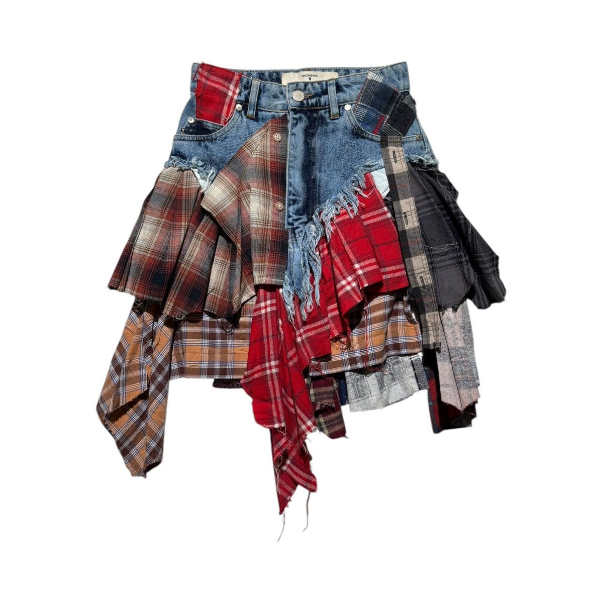 Natasha Zinko Asymmetric deconstructed ruffled flannel skirt Size 26" / US 2 / IT 38 - 1 Thumbnail