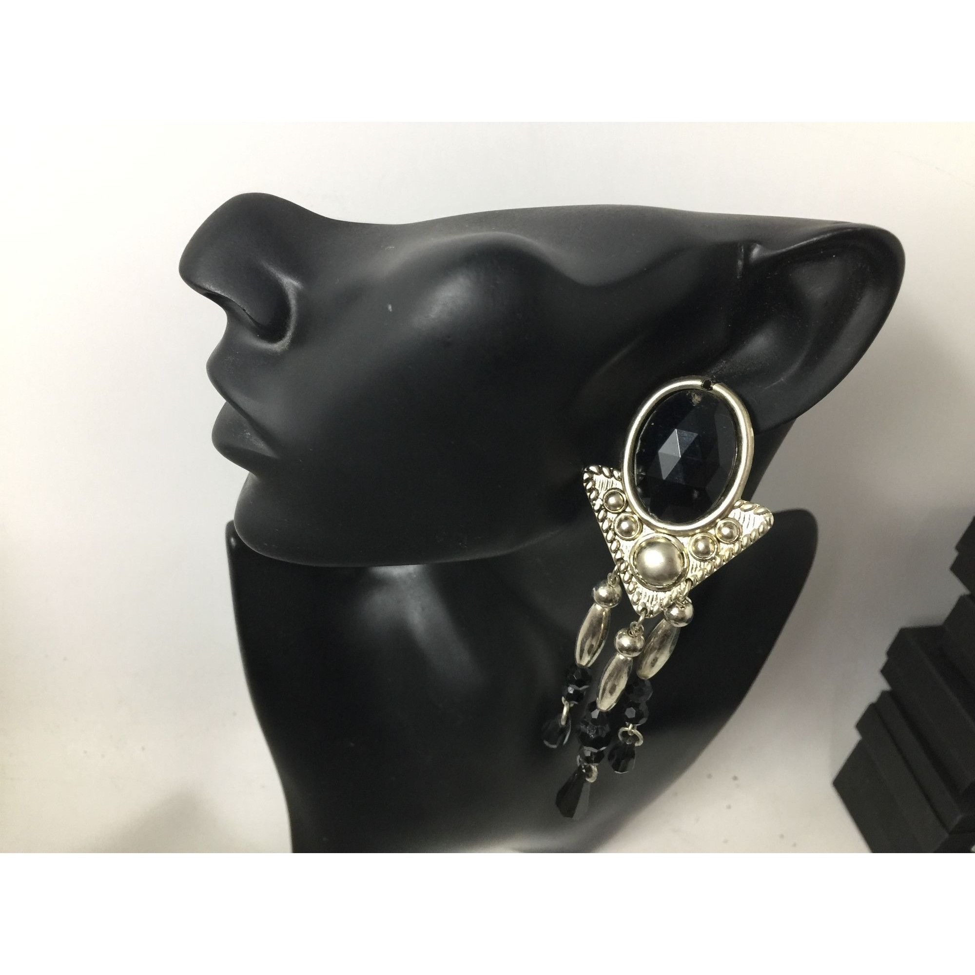 Other Women's Long Chunky Silver and black Chandelier Dangle Earri Size ONE SIZE - 6 Thumbnail