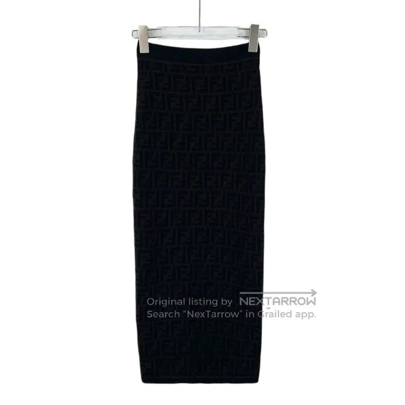 Fendi Fendi Black monogram all-over print double-sided pencil sk Size 42" / US 20 - 3 Thumbnail