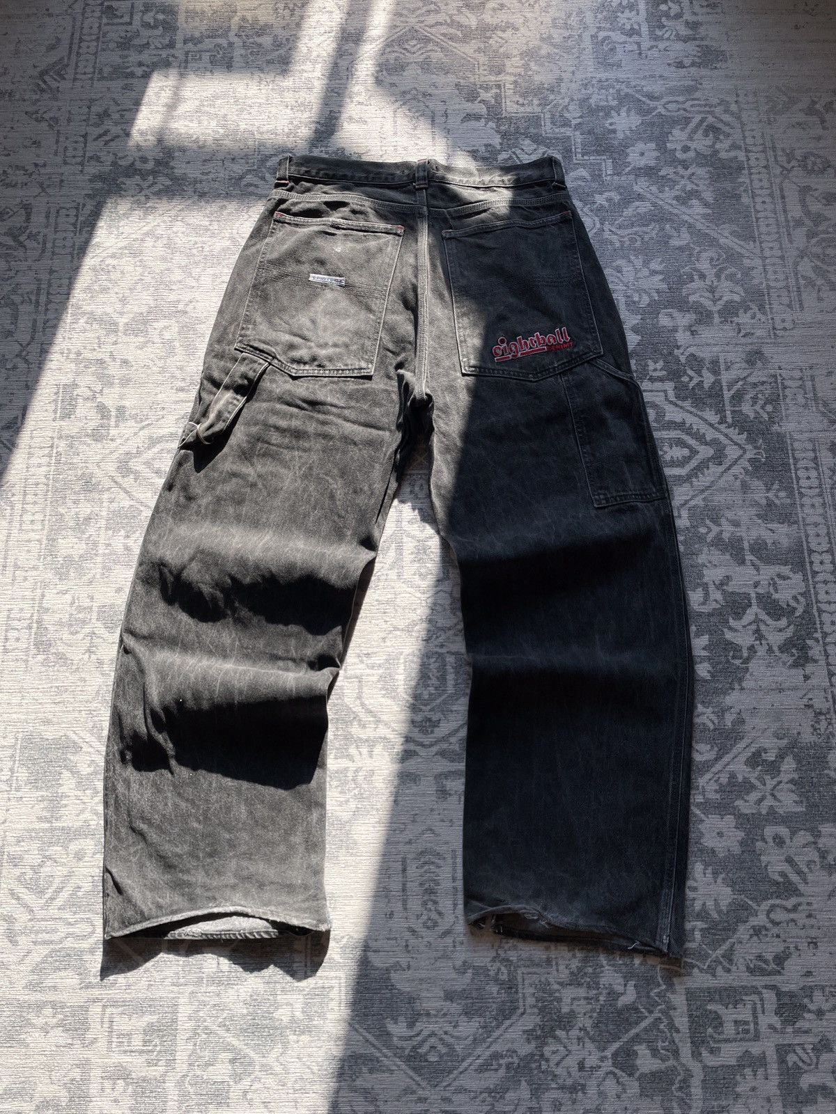 Vintage Vintage Washed Black Eightball Crash Denim Pants | Grailed