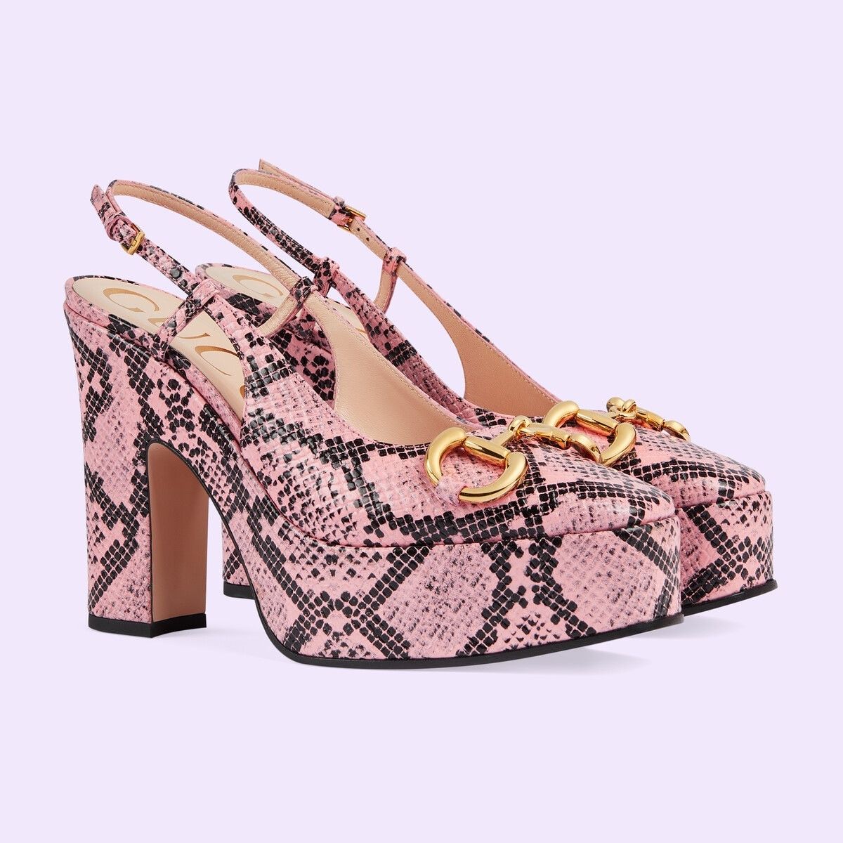 o1s1wg110225 Python Print High Heel Pumps in Pink/Black