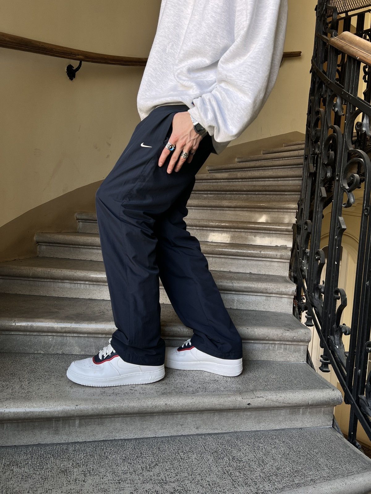Nike × Vintage Nike VTG 2000s ultralight track pants dark blue navy y2k rap Size US 30 / EU 46 - 1 Thumbnail
