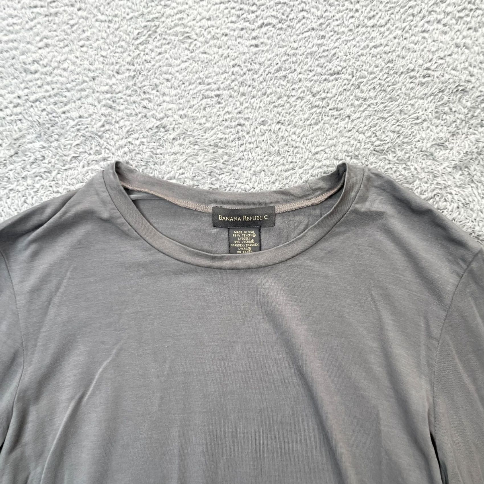 Banana Republic VINTAGE Banana Republic Blouse Womens Medium Gray Round Neck Stretch Semi Fitted Top Size M / US 6-8 / IT 42-44 - 4 Thumbnail