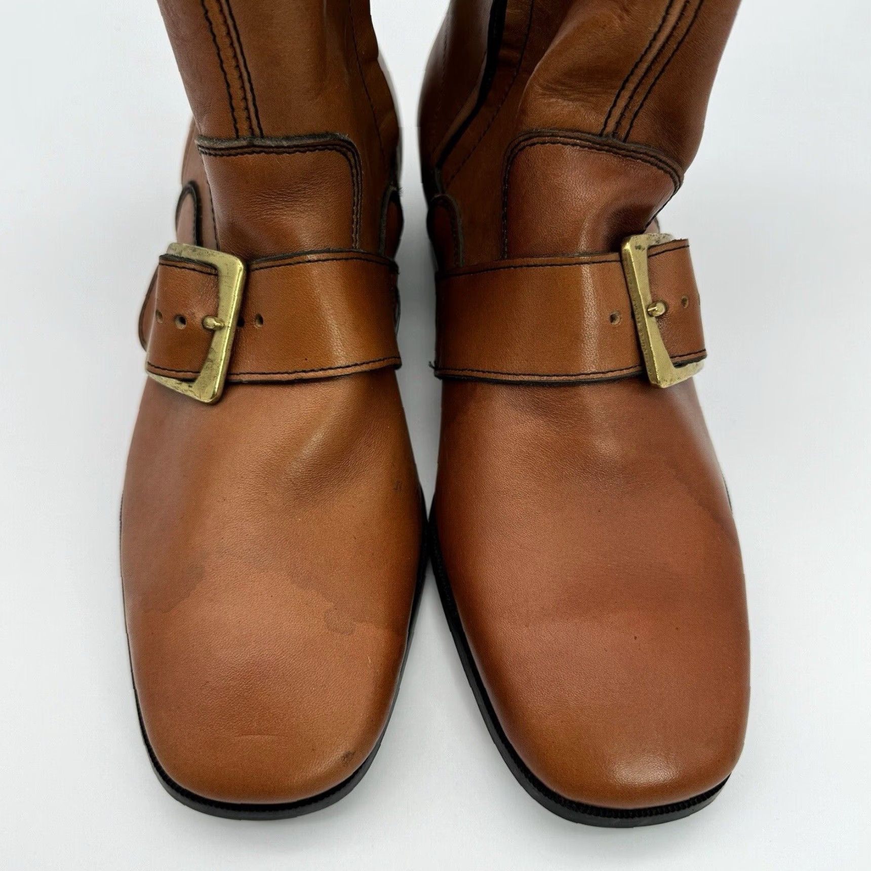 Vintage VINTAGE Thom McAn 70s Western Boots Size 7.5 Brown Leather Mid-Calf Buckle D Women Size US 8 / IT 38 - 2 Thumbnail