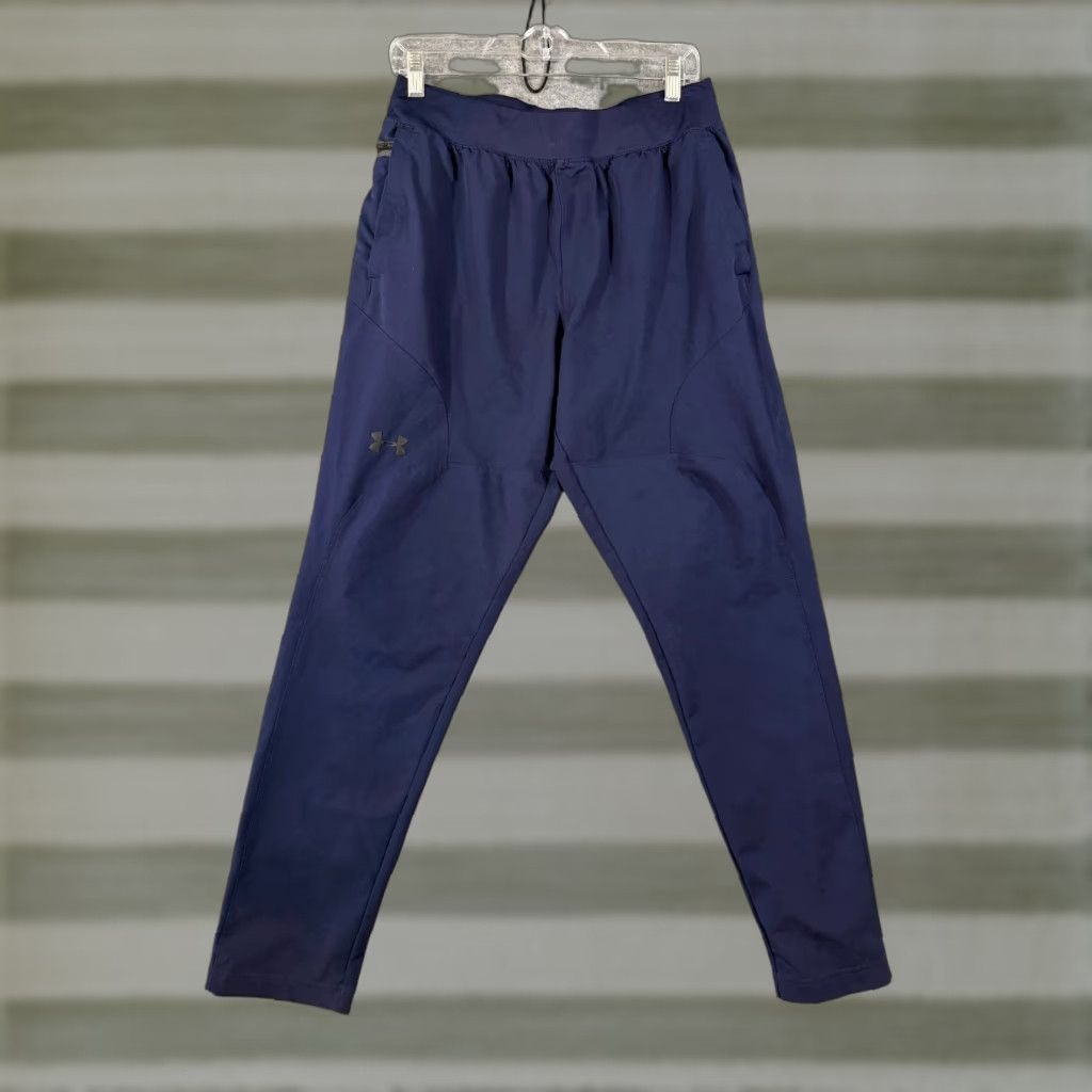 Under Armour Under Armour Activewear Track Pants Womens L Blue Tapered Leg Pull On Pockets Stretch Breathable Size 36" / US 14 / IT 50 - 1 Thumbnail
