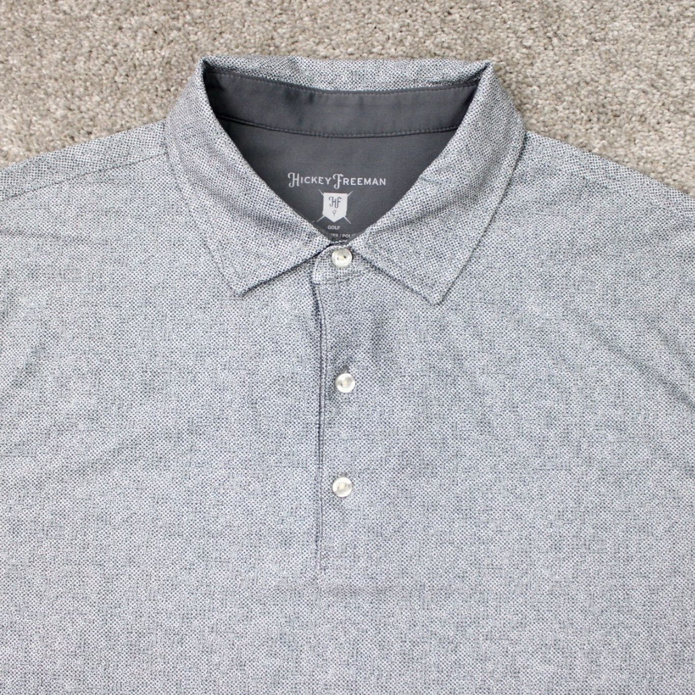 Vintage Hickey Freeman Golf Polo Shirt Mens Large Gray Geometric Short Sleeve Pullover Size US L / EU 52-54 / 3 - 5 Thumbnail