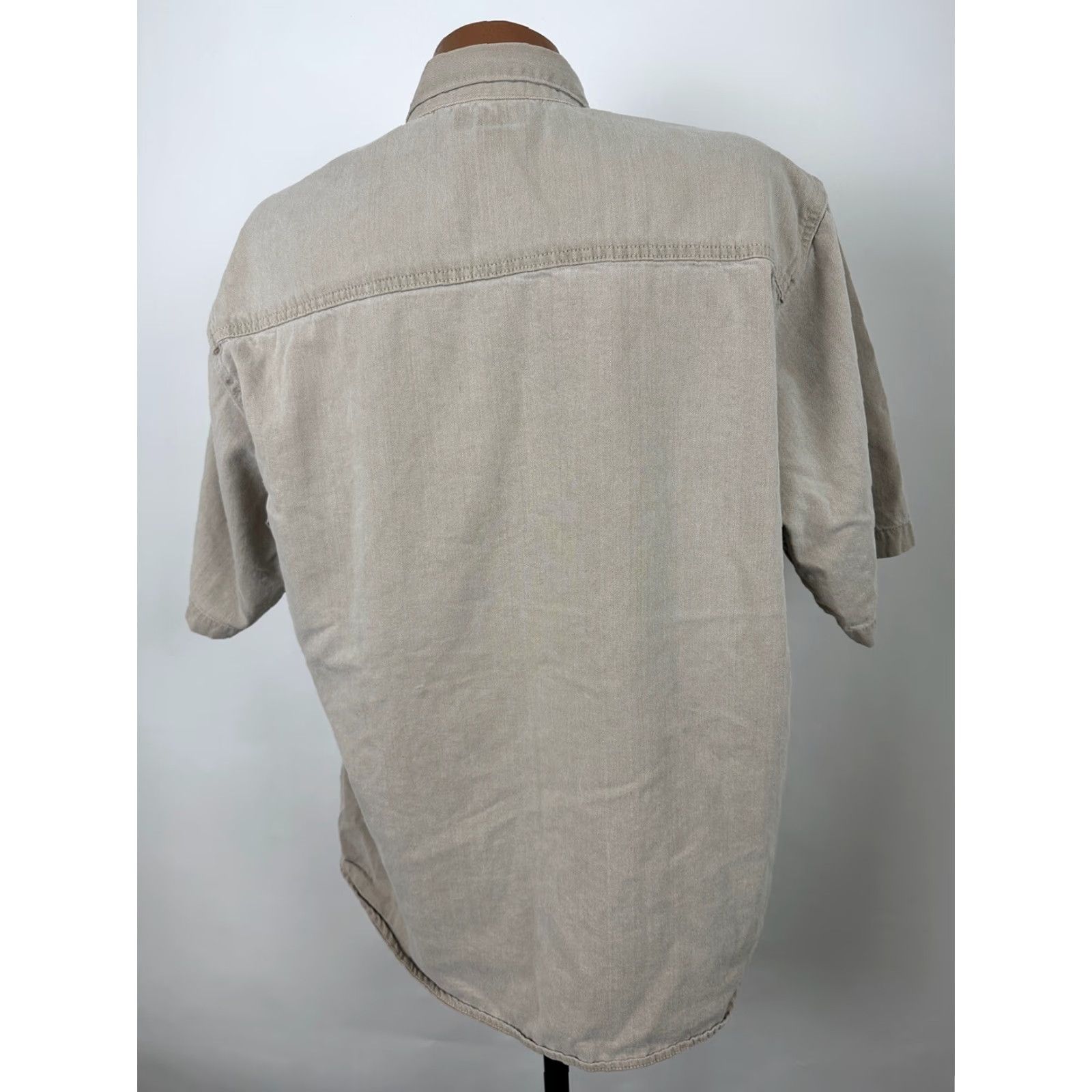 Denime VINTAGE Three Rivers Denim Shirt Men Large Button-Down Heavyweight Cotton Beige 90s Casual Mens Large Denim Shirt Size US L / EU 52-54 / 3 - 7 Thumbnail