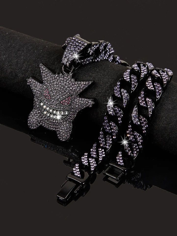 Jewelry Men Women Hip Hop Cuban Necklace Purple Small Devil Pendant Size ONE SIZE - 2 Thumbnail