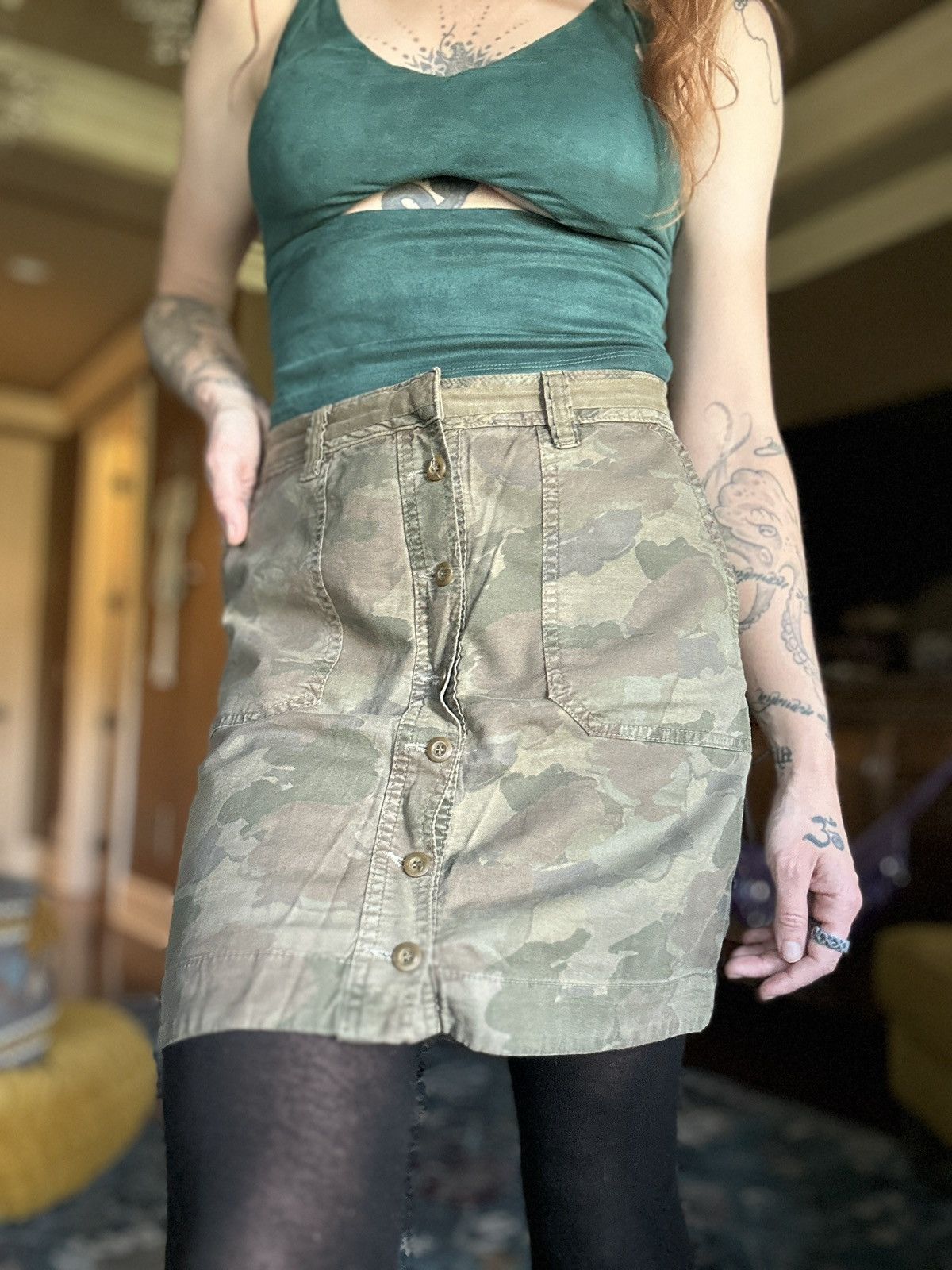 Anthropologie Camo Army Mini Skirt Size 32" / US 10 / IT 46 - 2 Thumbnail