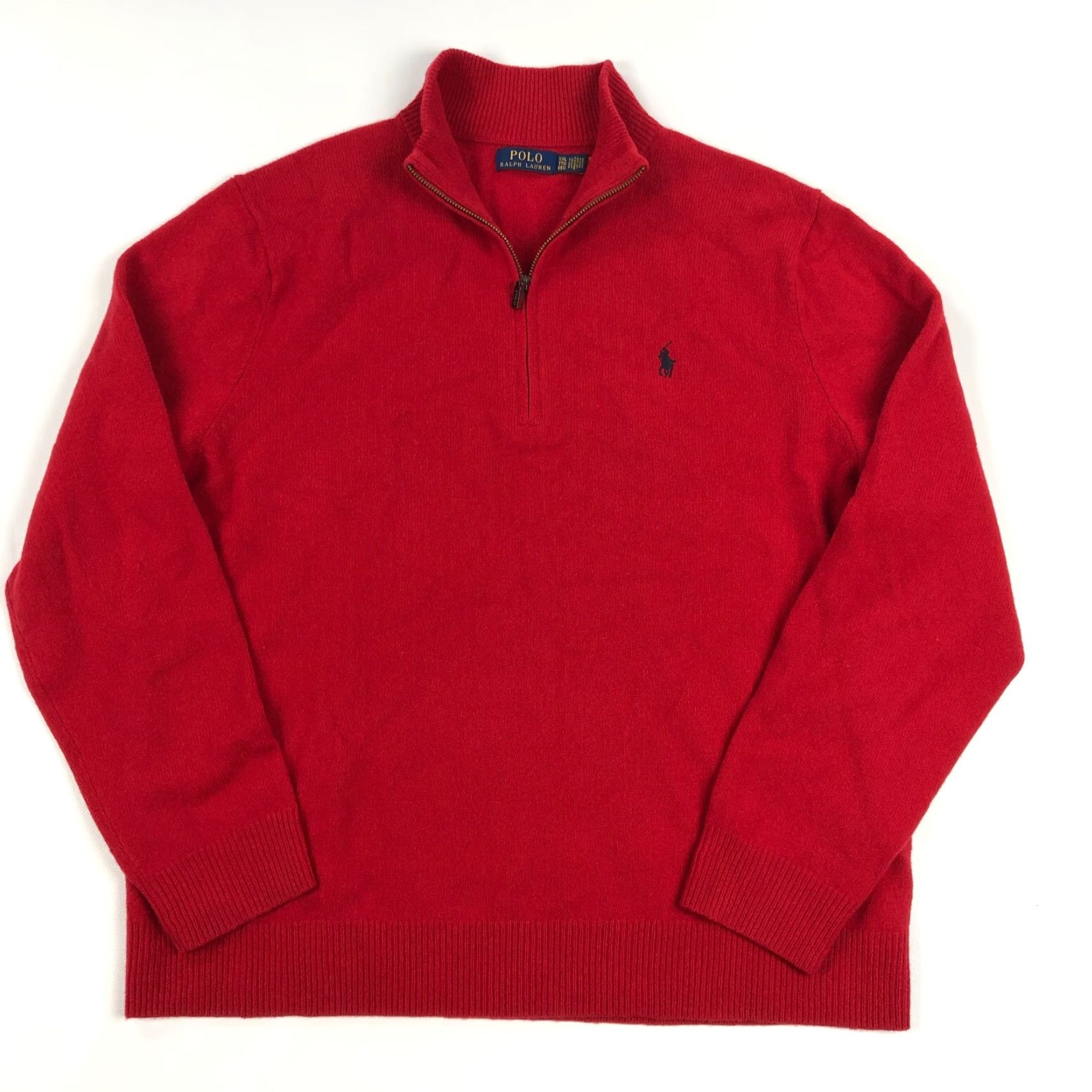 Polo Ralph Lauren Polo Ralph Lauren Wool Sweater Mens 2XL Red Quarter Zip Pullover Size US XXL / EU 58 / 5 - 3 Thumbnail