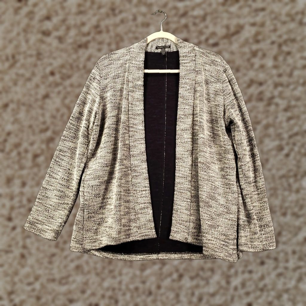 Eileen Fisher Eileen Fisher Cardigan Jacket Womens Small Gray Heathered Knit Open Front Lined Cardigan Size S / US 4 / IT 40 - 1 Thumbnail